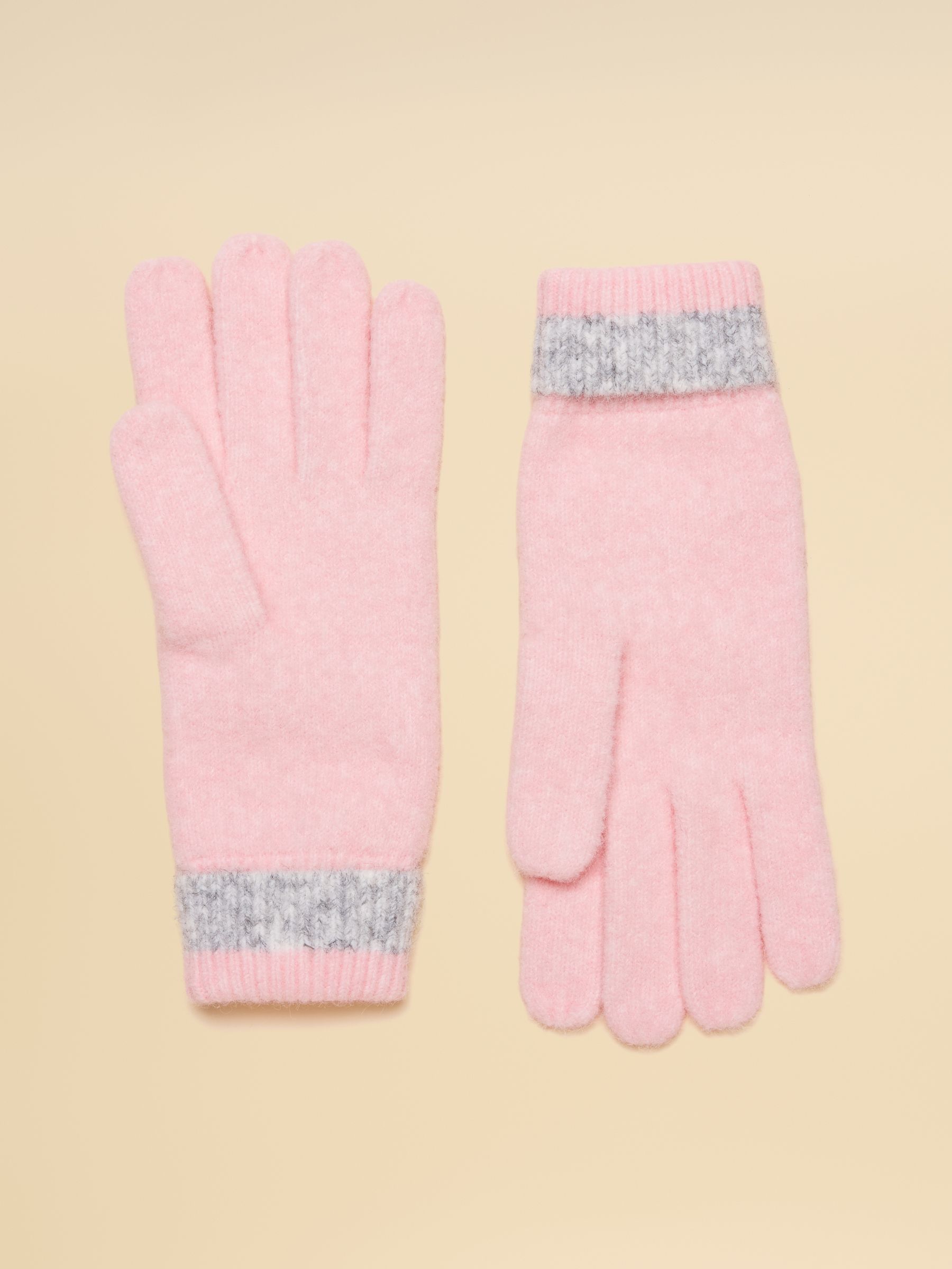 Popley Pink & Grey Knitted Gloves - Image 2 of 3