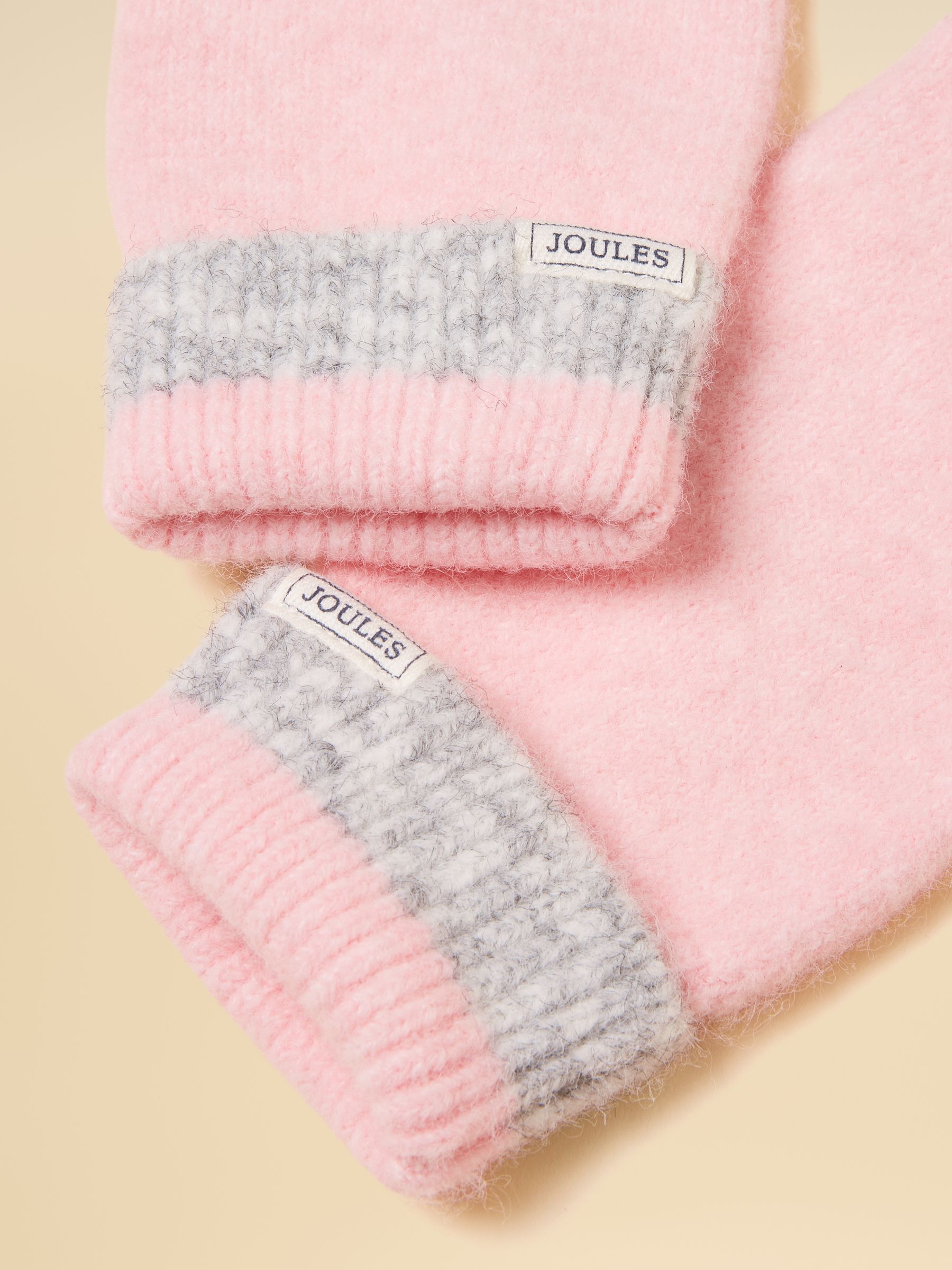 Popley Pink & Grey Knitted Gloves - Image 3 of 3