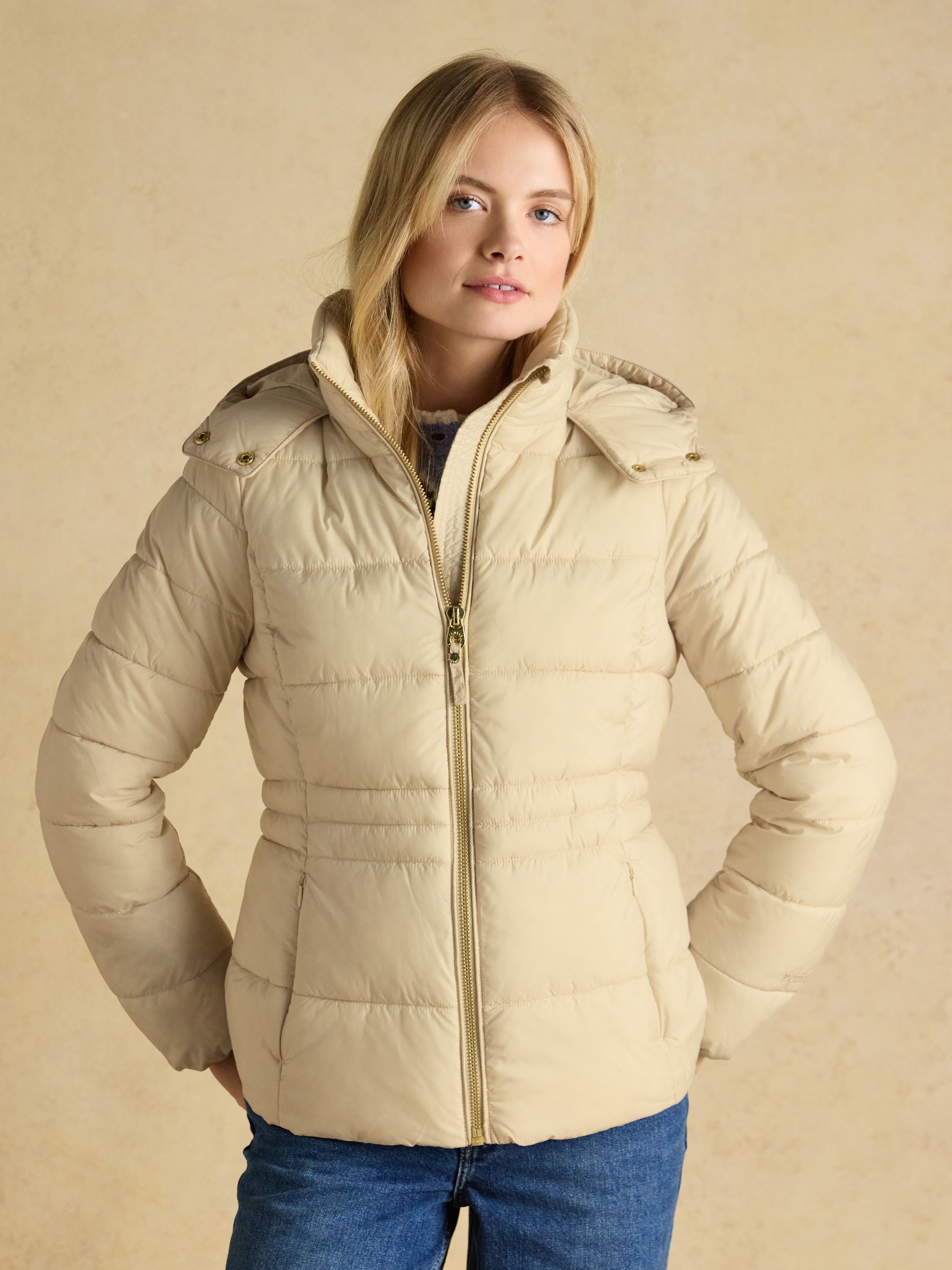 Hadlow Neutral Showerproof Padded Coat with Hood - Image 1 of 11