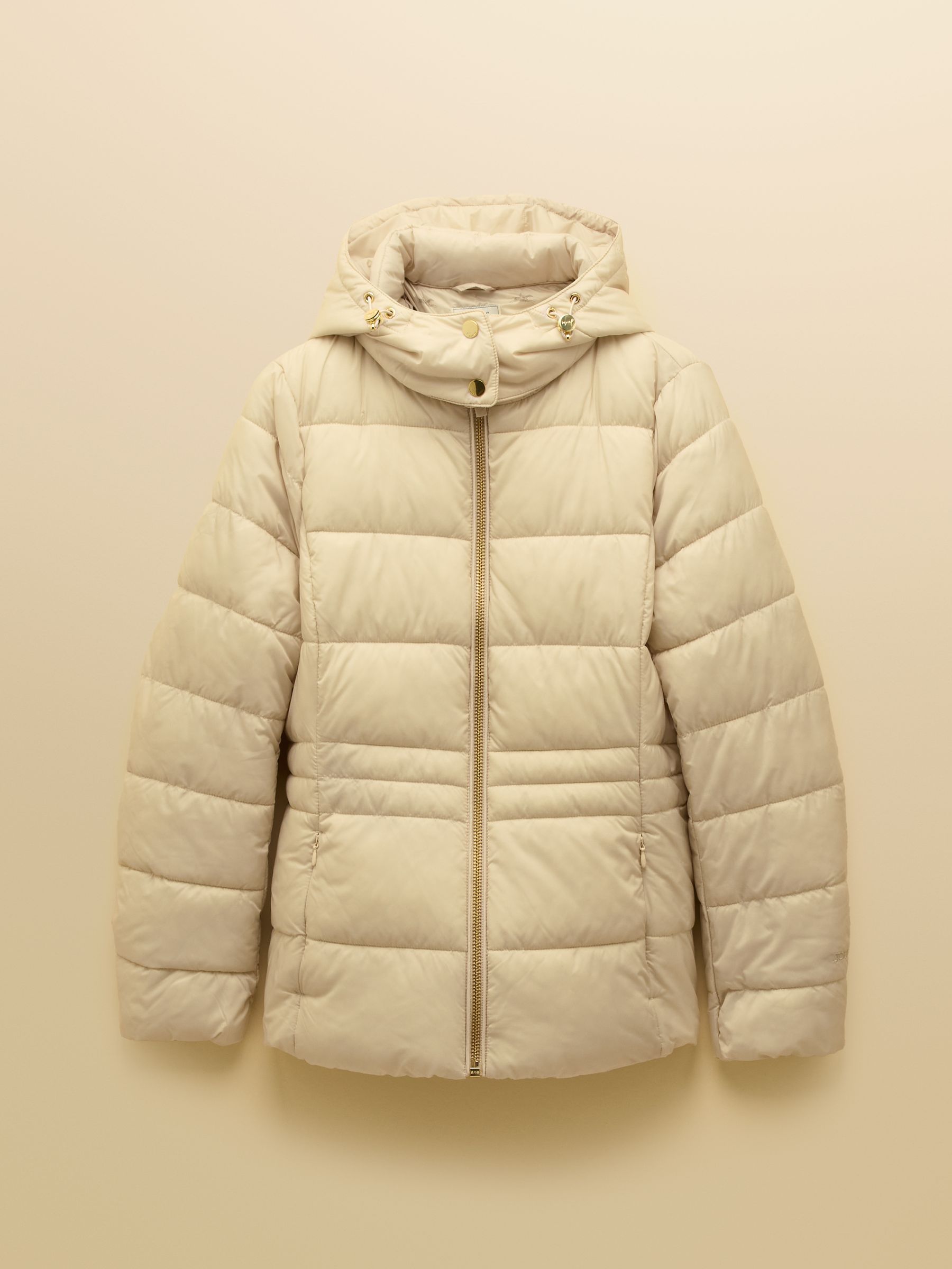 Hadlow Neutral Showerproof Padded Coat with Hood - Image 11 of 11