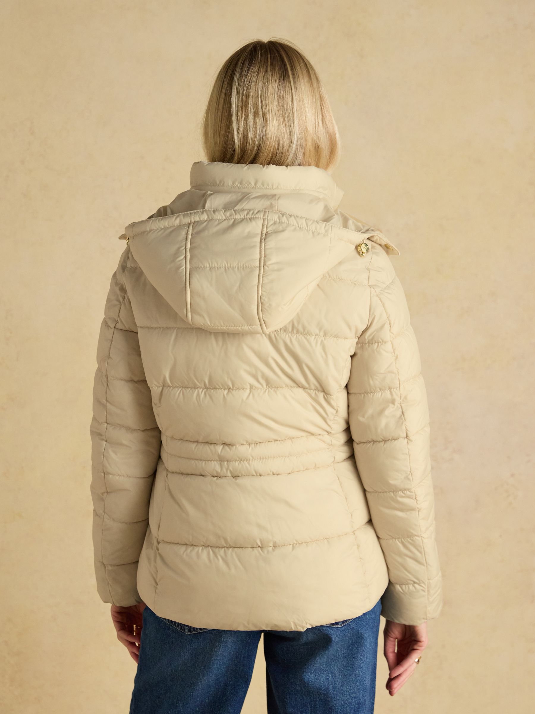 Hadlow Neutral Showerproof Padded Coat with Hood - Image 2 of 11