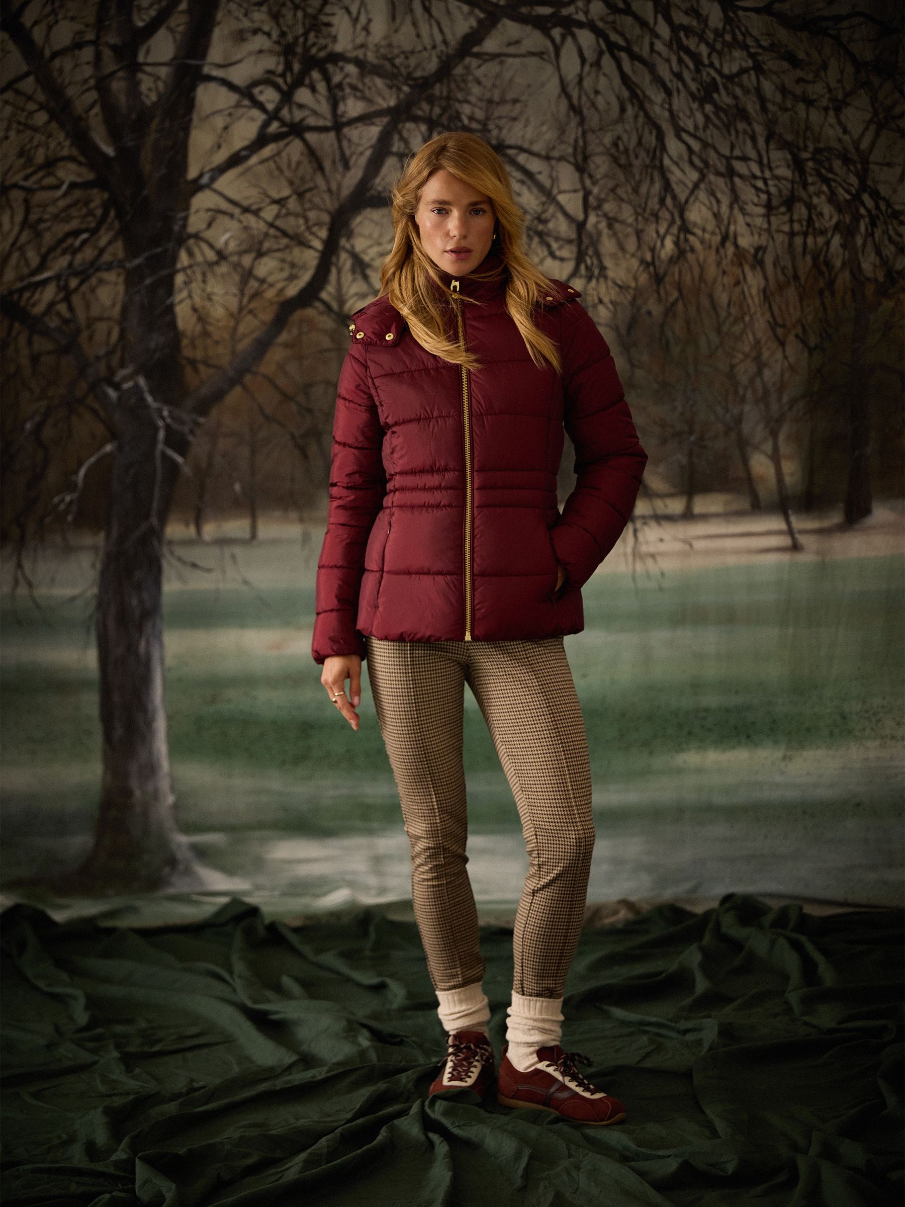 Hadlow Red Showerproof Padded Coat with Hood - Image 2 of 14