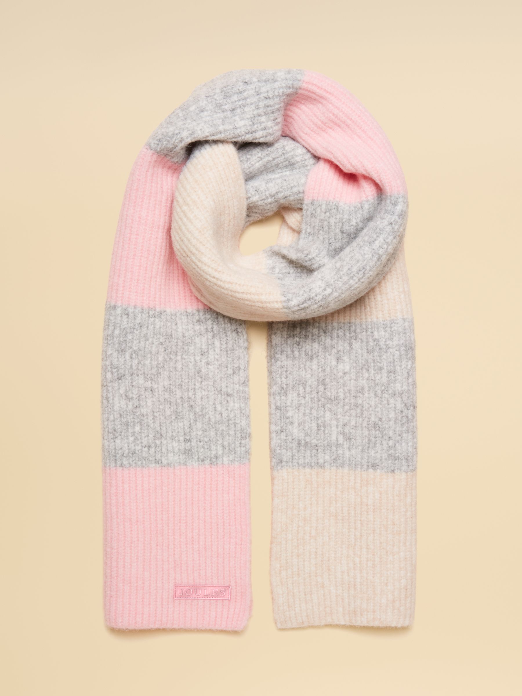 Popley Pink & Grey Stripe Scarf - Image 1 of 7