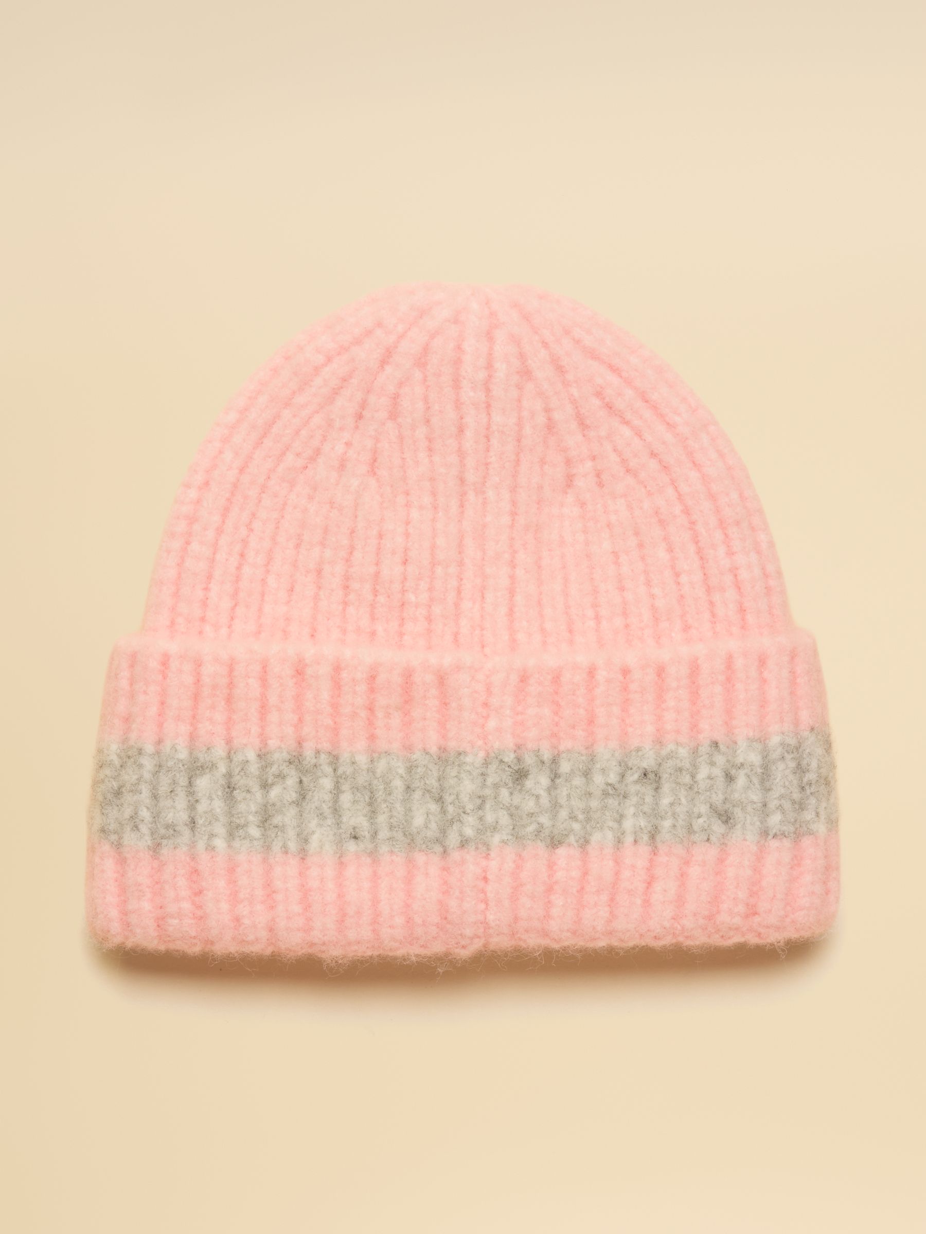 Popley Pink Grey Stripe Beanie - Image 6 of 8