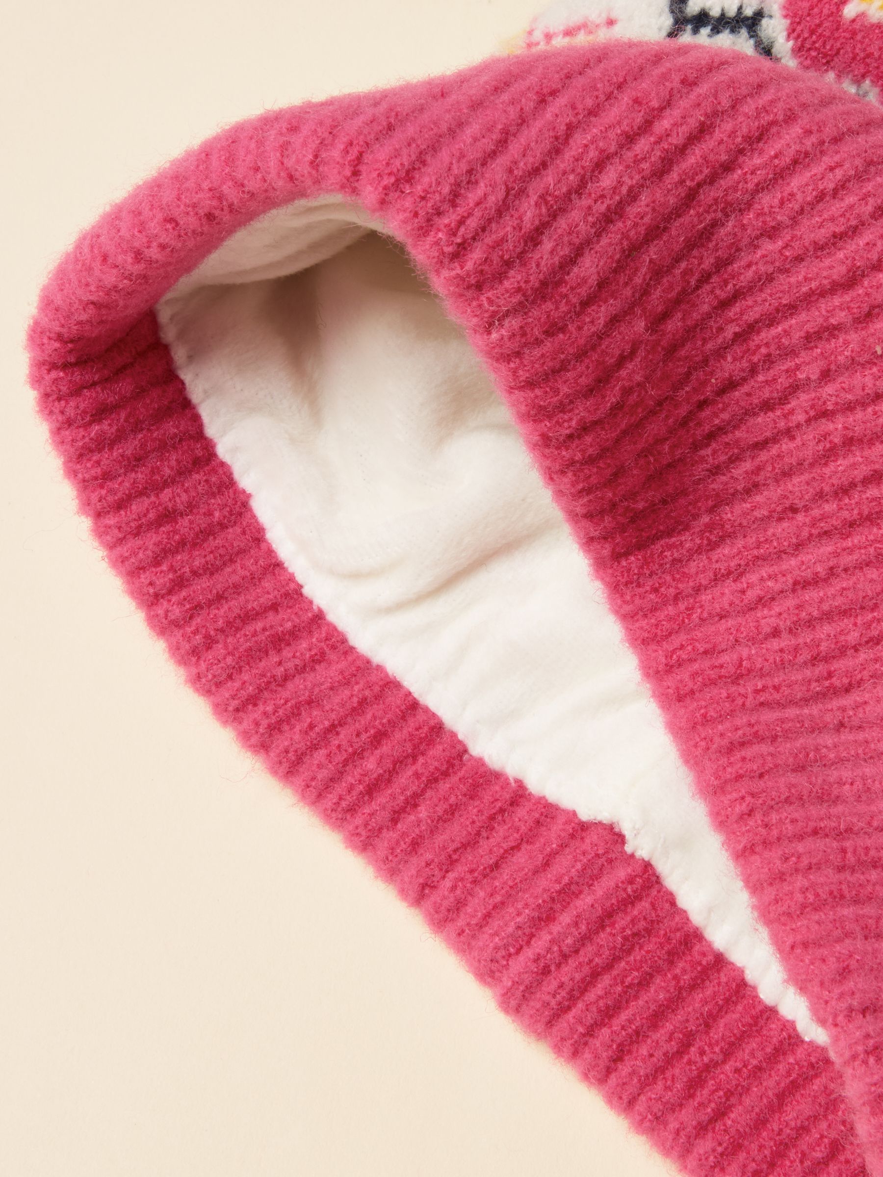 Kara Pink Fair Isle Bobble Beanie Hat - Image 7 of 7 Kara Pink Fair Isle Bobble Beanie Hat - Image 7 of 7