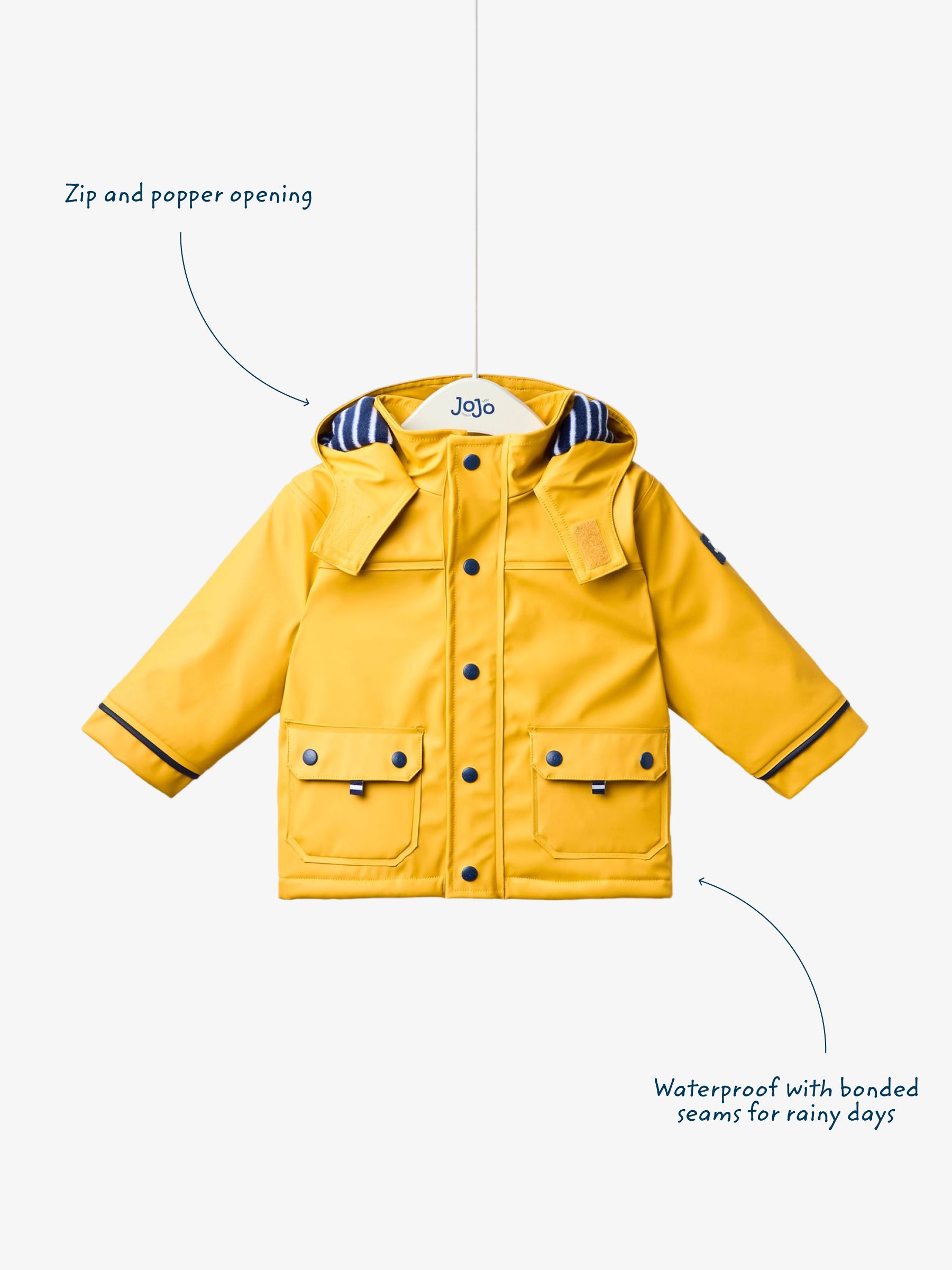 Yellow Navy Cosy Lined Waterproof Jacket | JoJo Maman Bébé USA