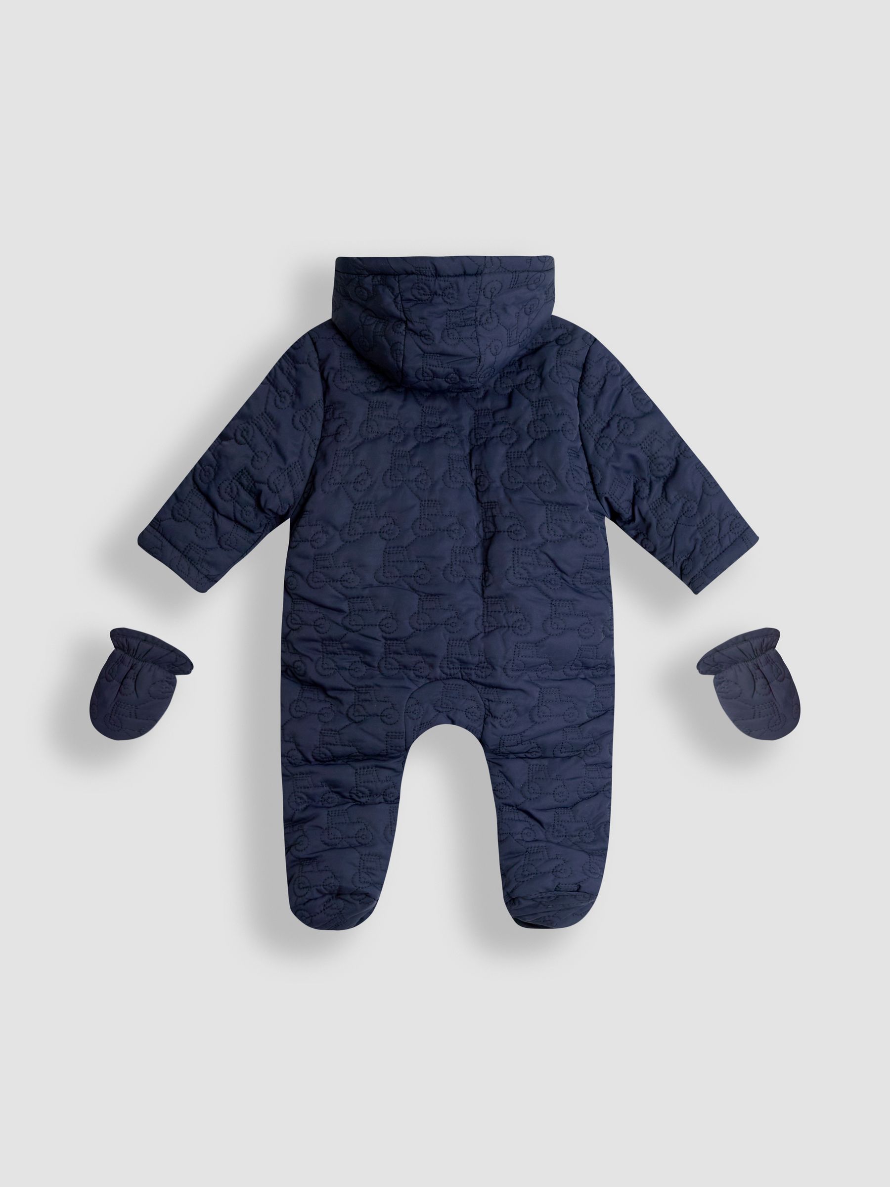 Navy Tractor Quilted Baby Pramsuit - Image 2 of 4