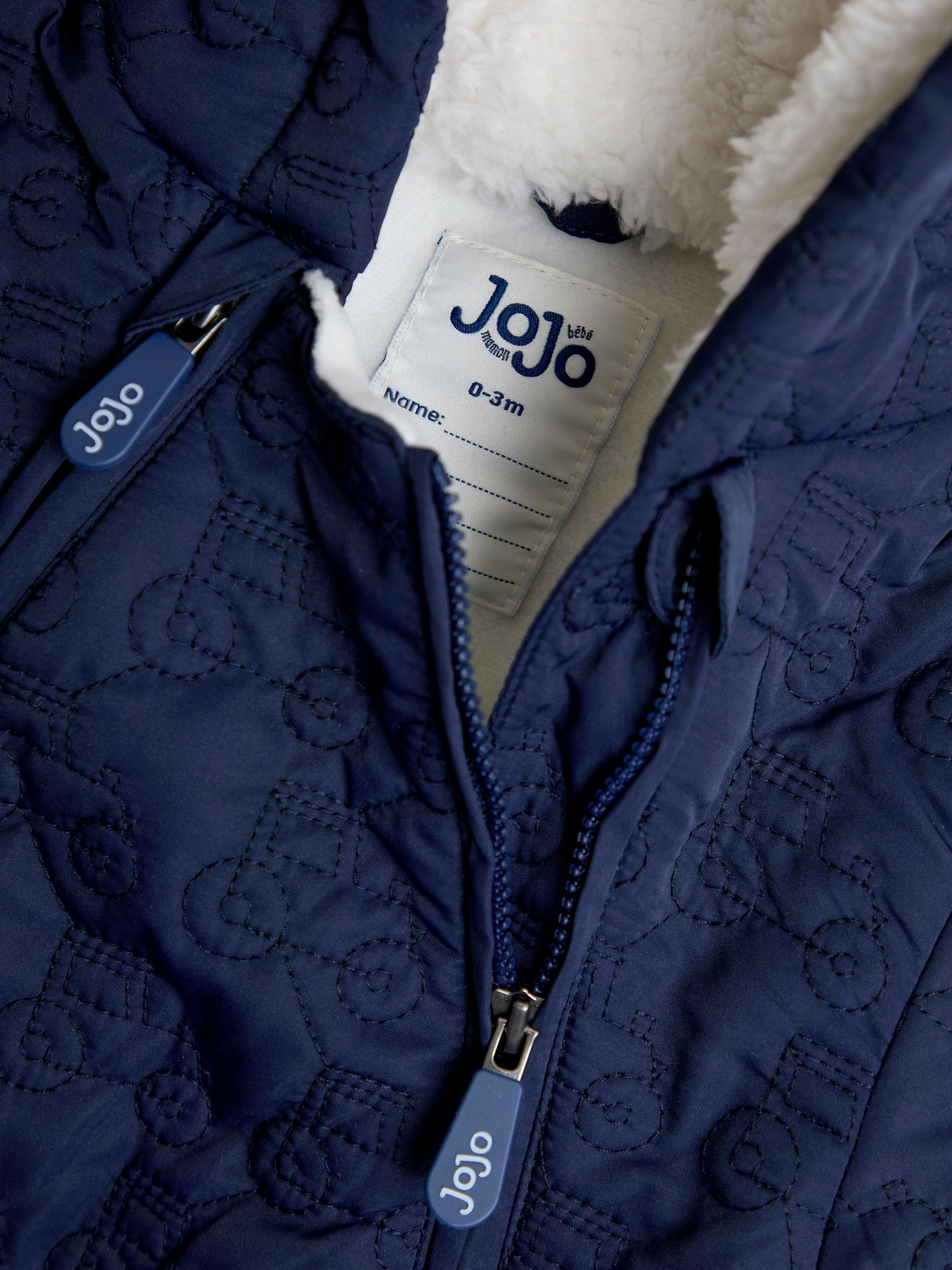 Navy Tractor Quilted Baby Pramsuit - Image 4 of 4