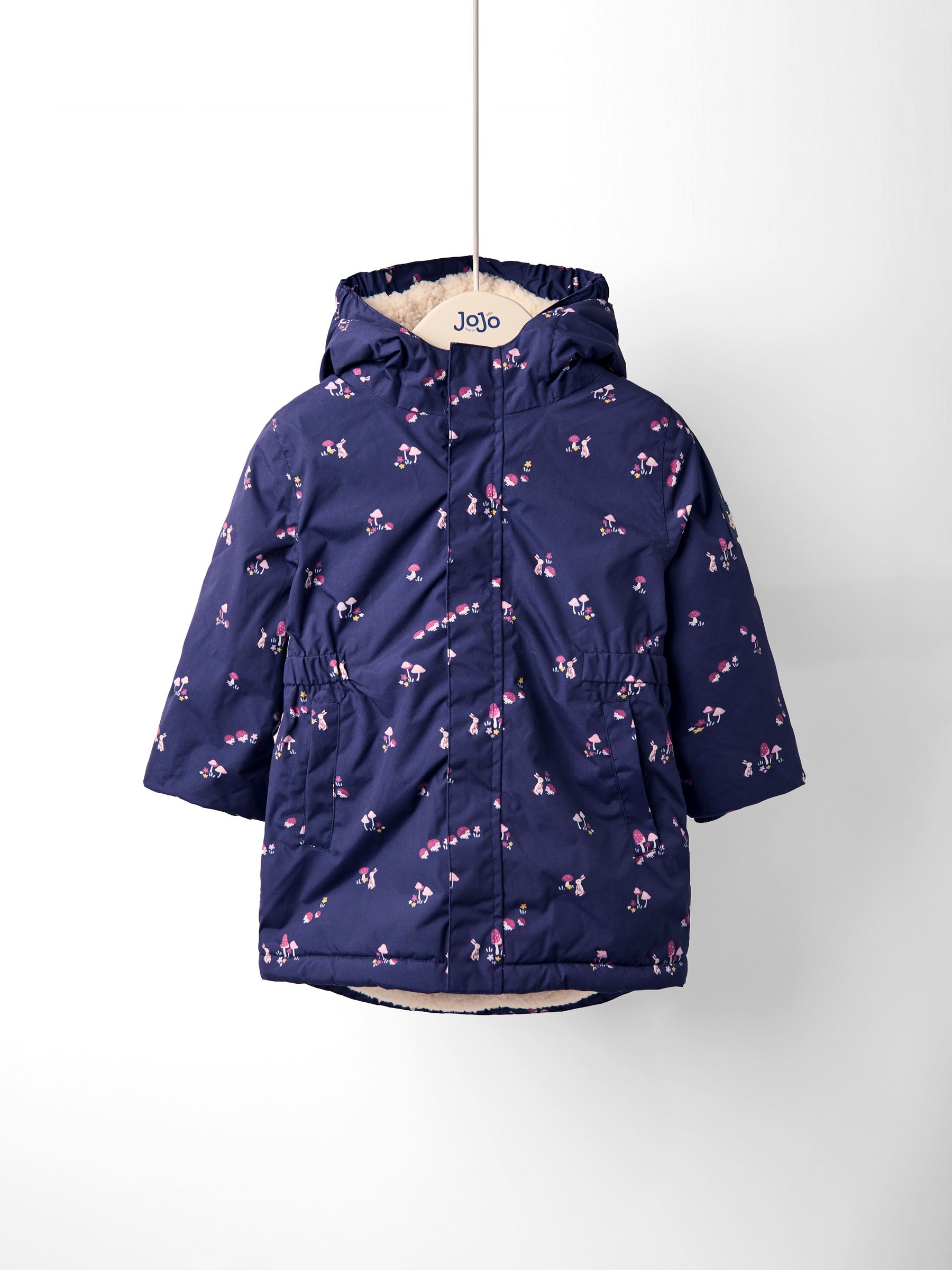 Blue Floral Borg Lined Puffer Coat - Image 1 of 6