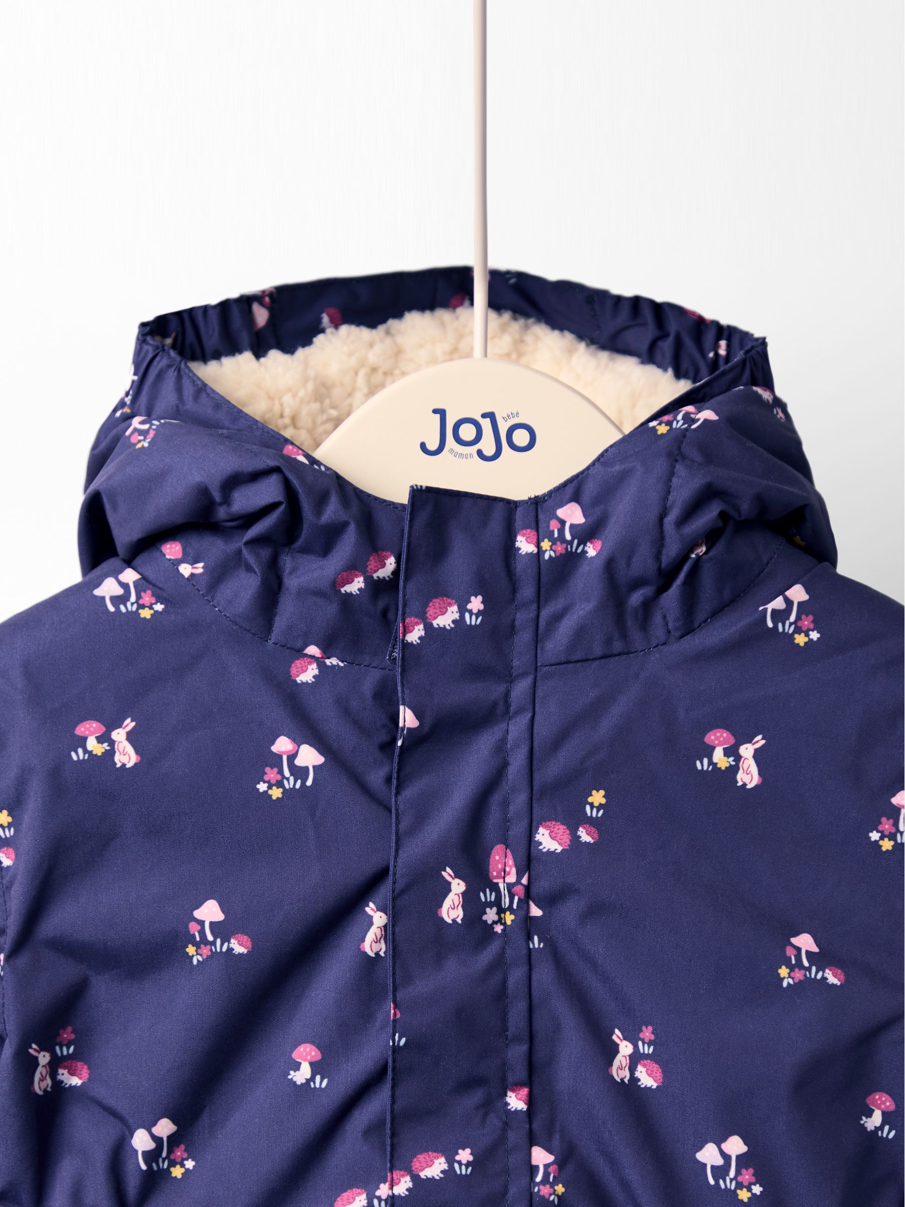 Blue Floral Borg Lined Puffer Coat - Image 3 of 6