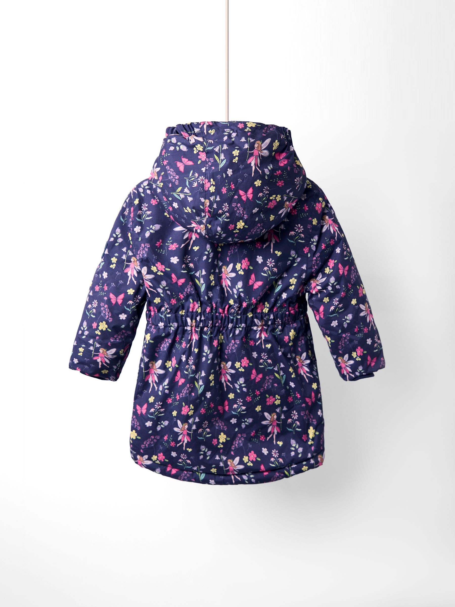 Navy Blue Floral Borg Lined Puffer Coat - Image 2 of 6
