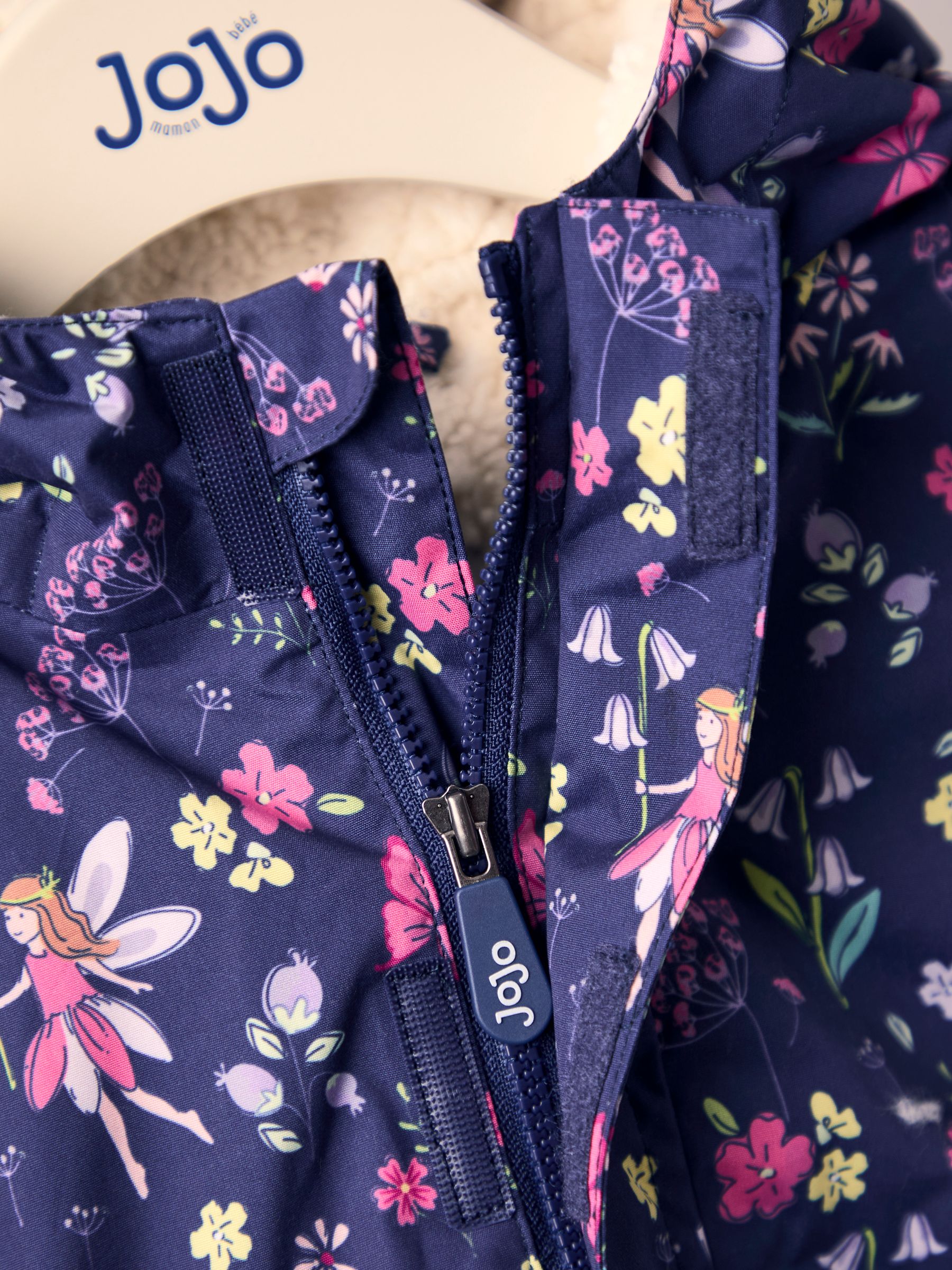 Navy Blue Floral Borg Lined Puffer Coat - Image 4 of 6