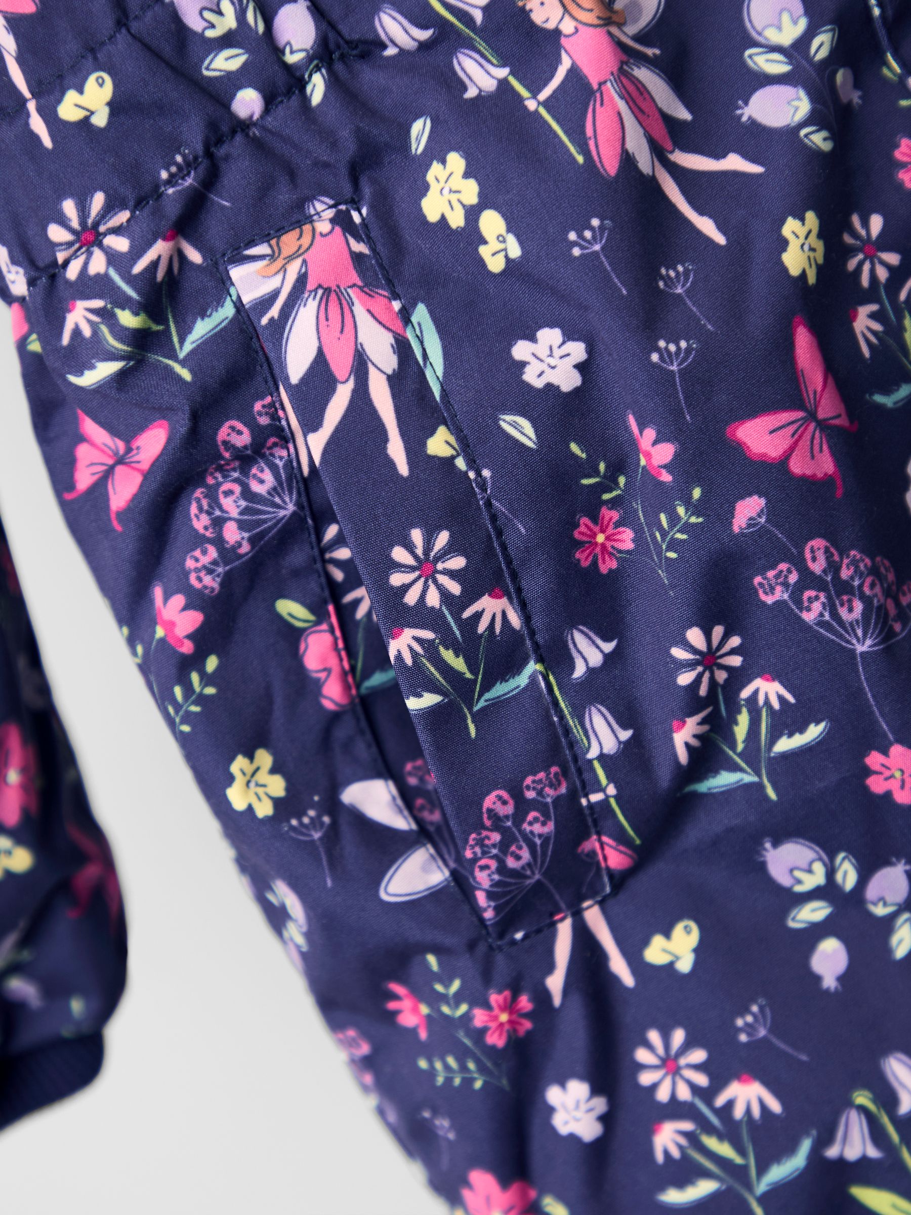 Navy Blue Floral Borg Lined Puffer Coat - Image 5 of 6