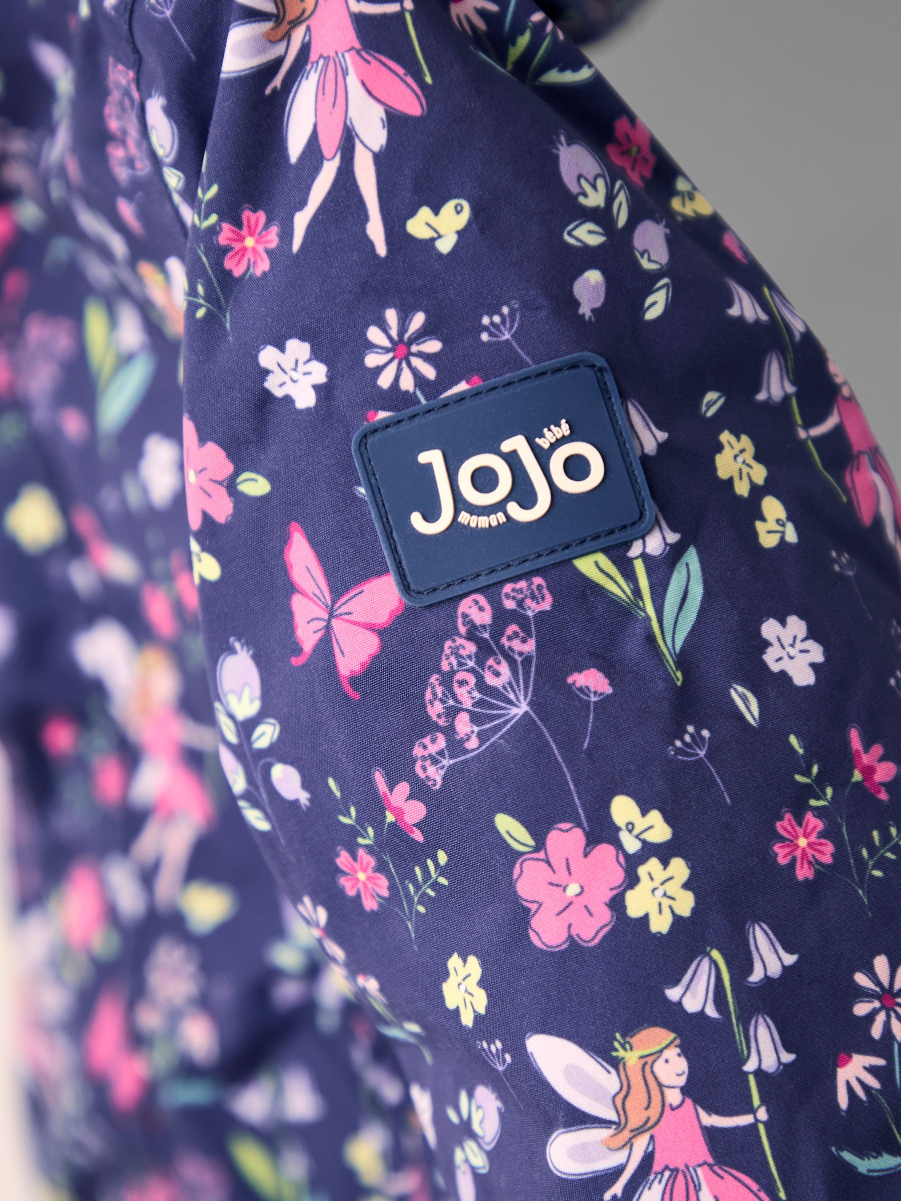 Navy Blue Floral Borg Lined Puffer Coat - Image 6 of 6