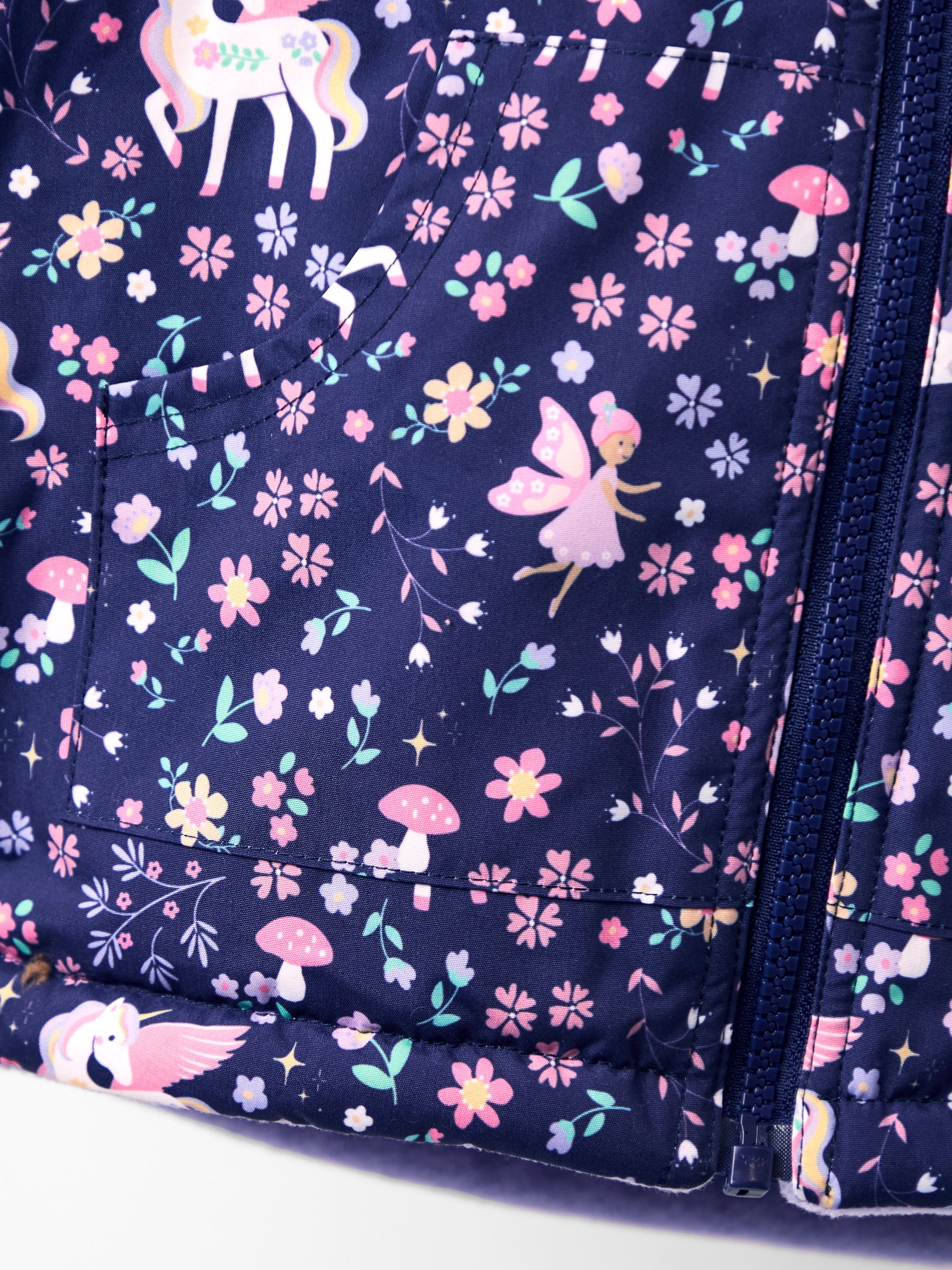 Navy Unicorn Reversible Fleece Lined Jacket - Image 8 of 9