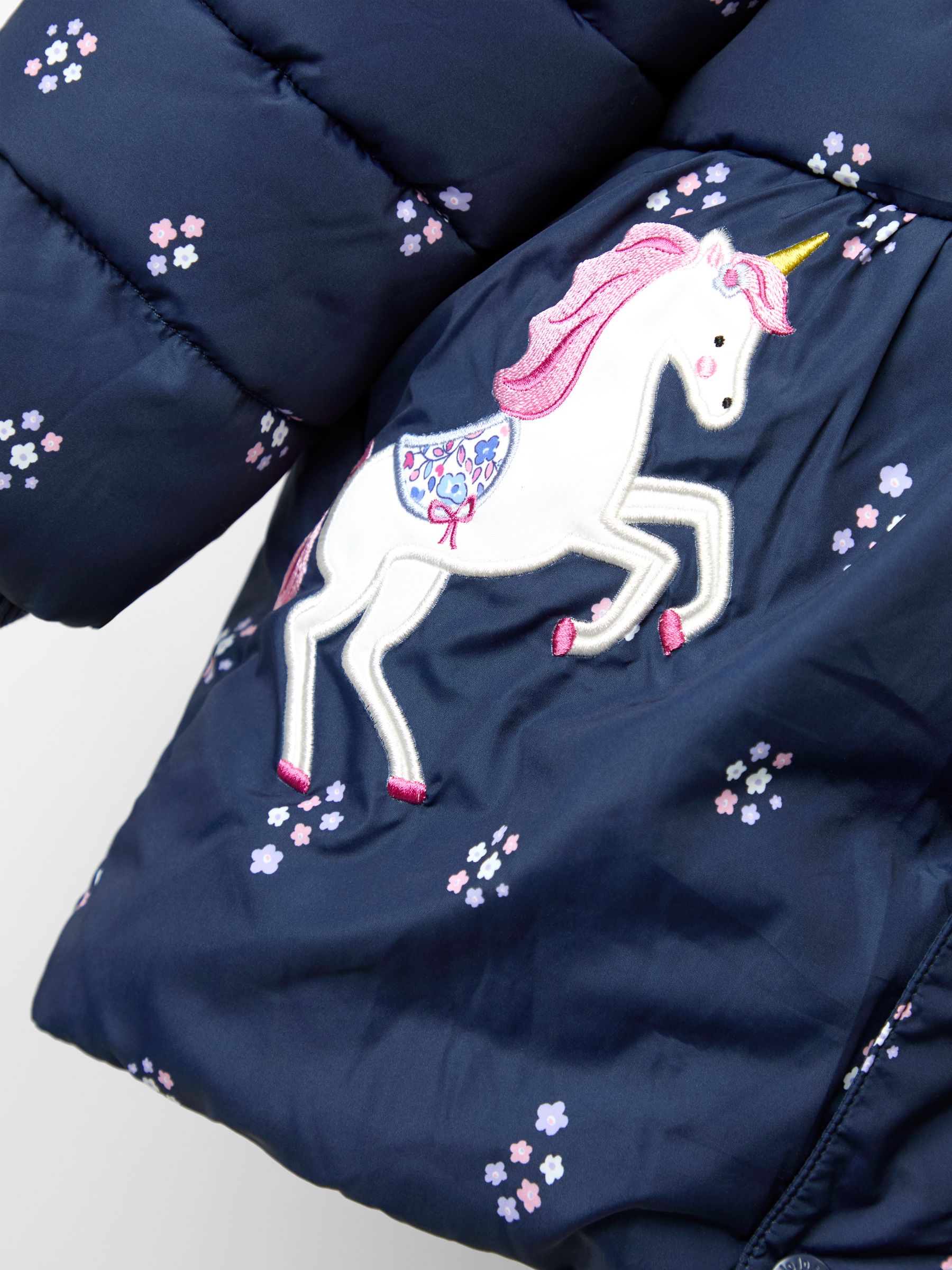 Blue Fleece Lined Puffer Coat - Image 5 of 6