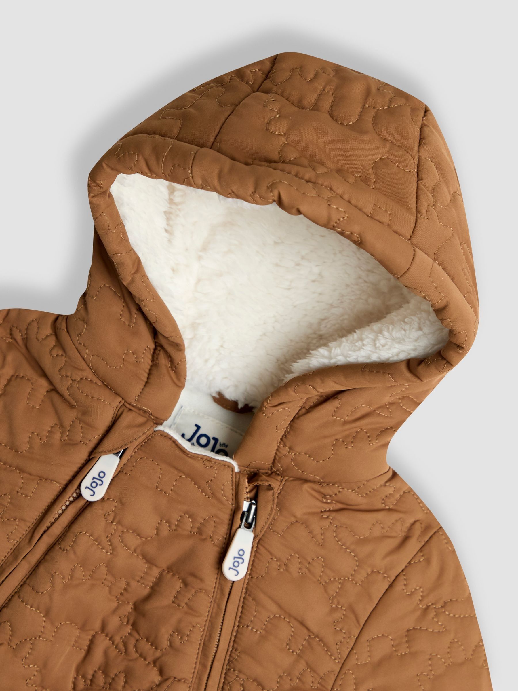 Brown Dino Quilted Baby Pramsuit - Image 3 of 4