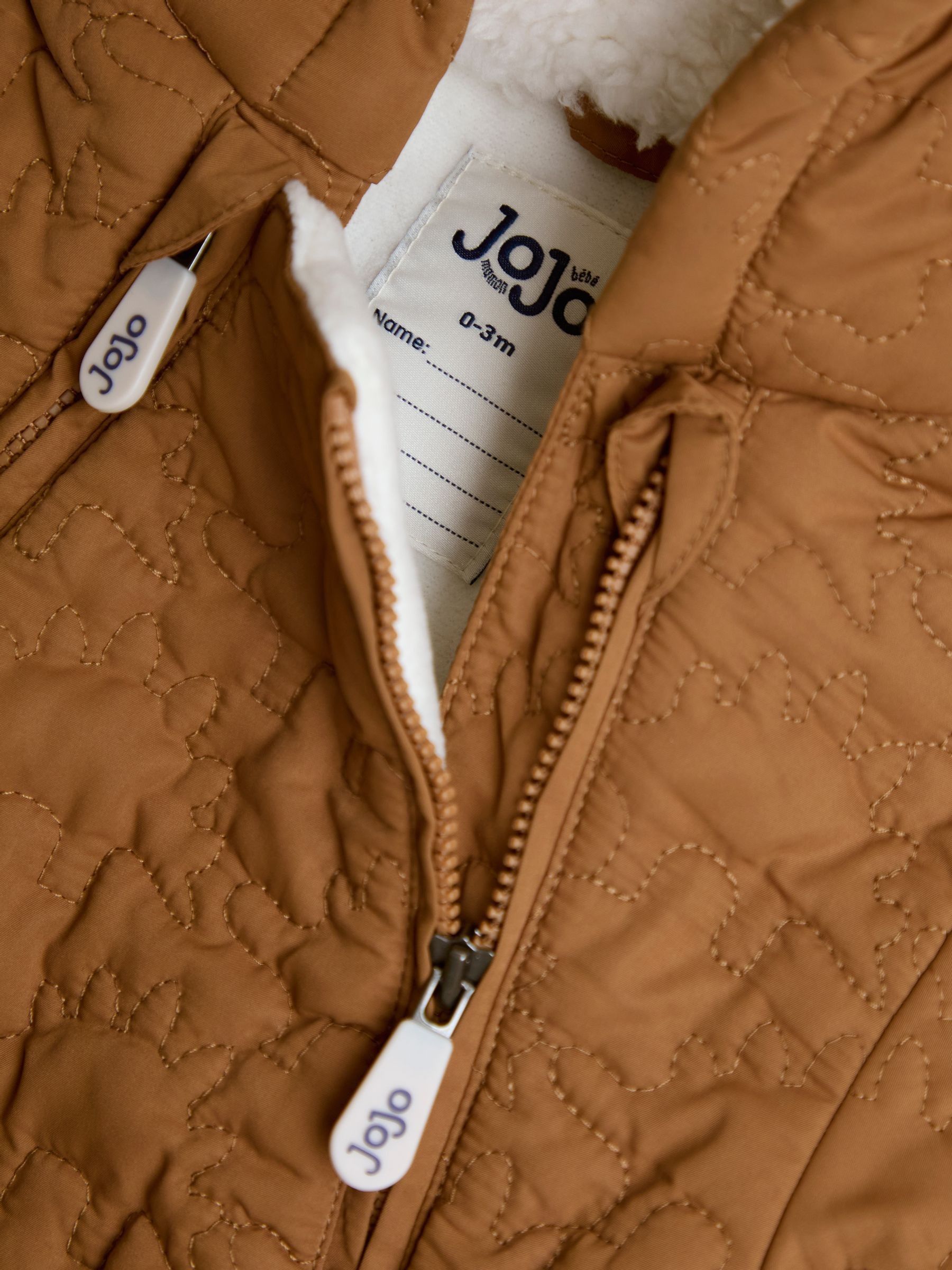 Brown Dino Quilted Baby Pramsuit - Image 4 of 4