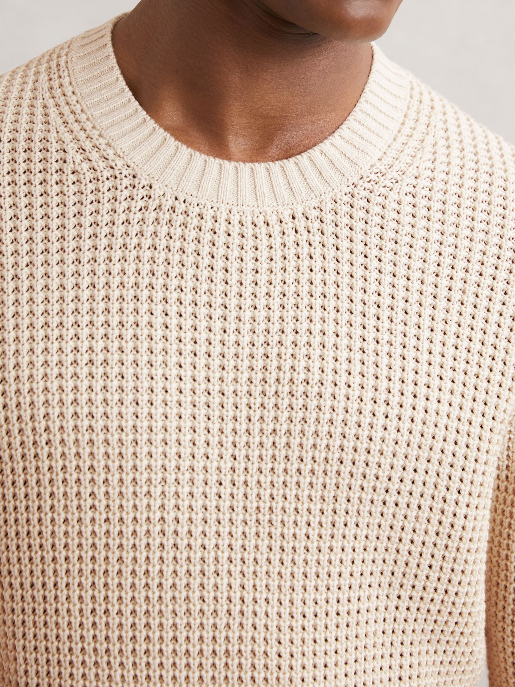 Paige Cotton Waffle-Knit Sweater in Natural - Image 3 of 6