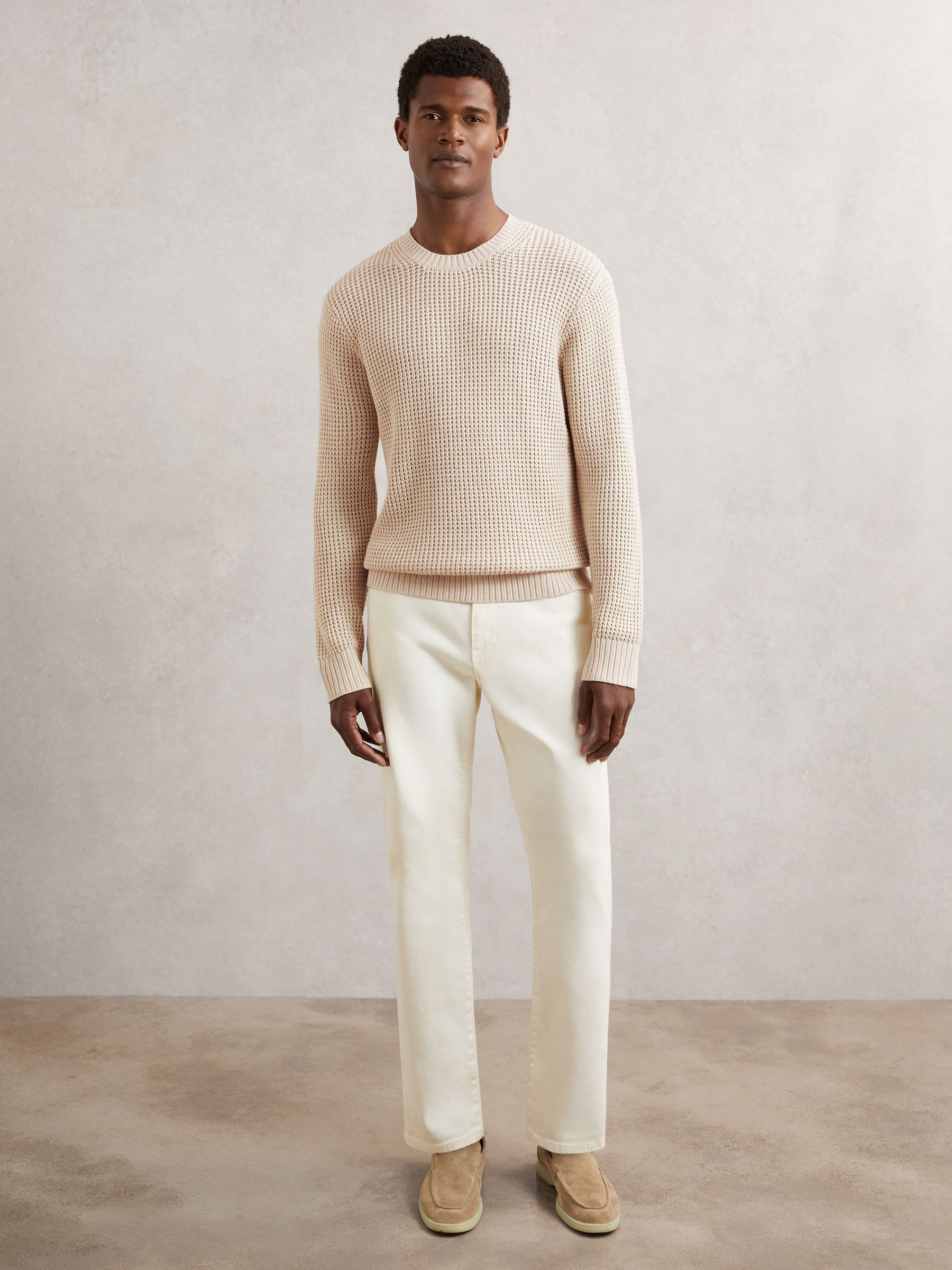 Paige Cotton Waffle-Knit Sweater in Natural - Image 4 of 6