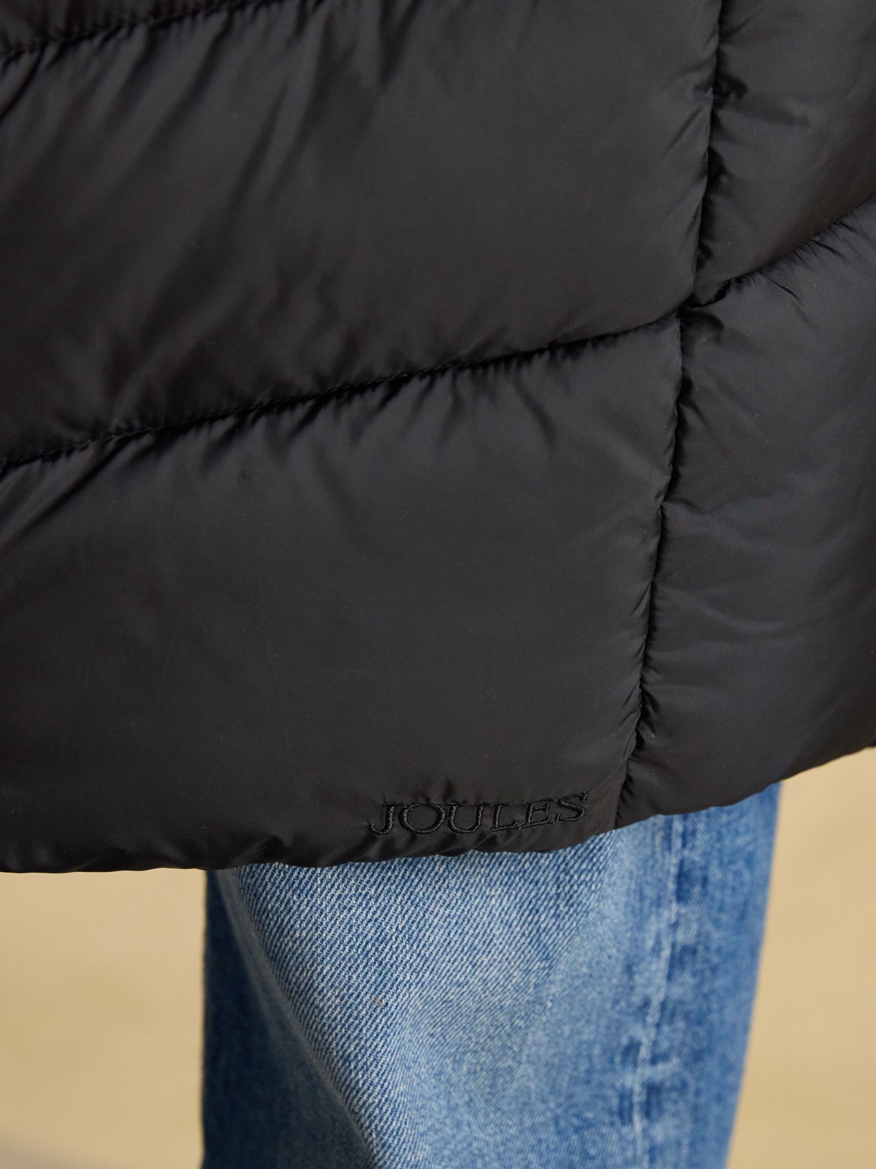 Moorsdale Black Longline Showerproof Padded Gilet with Hood - Image 10 of 11