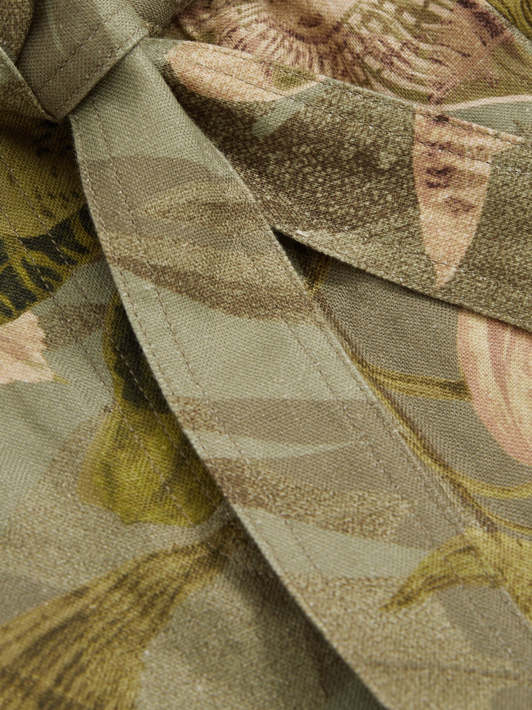 Reiss | NYBG Linen Floral Tapered Trousers in Khaki - Image 6 of 6