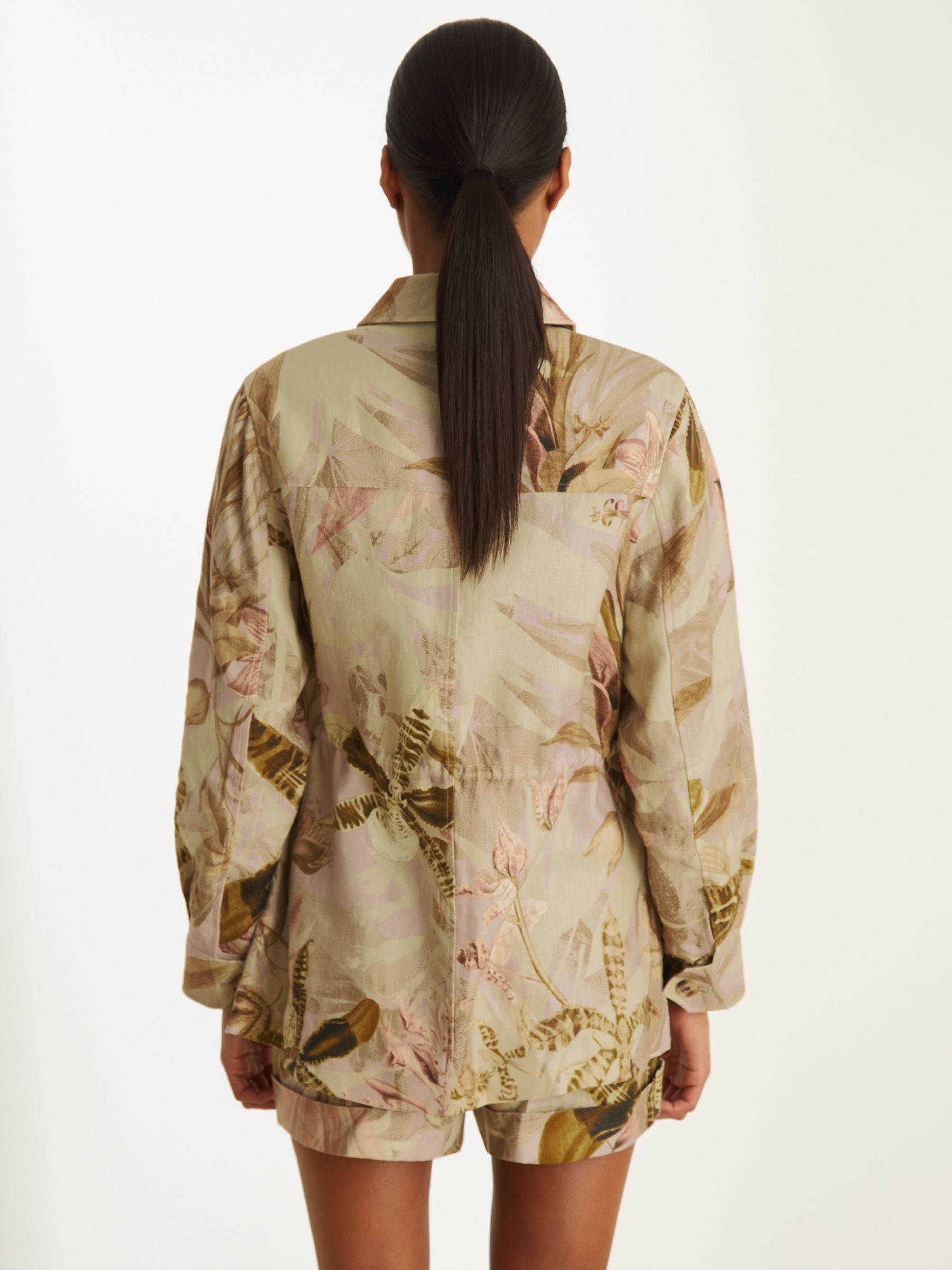 Reiss | NYBG Linen Floral Utility Jacket in Light Khaki - Image 5 of 8
