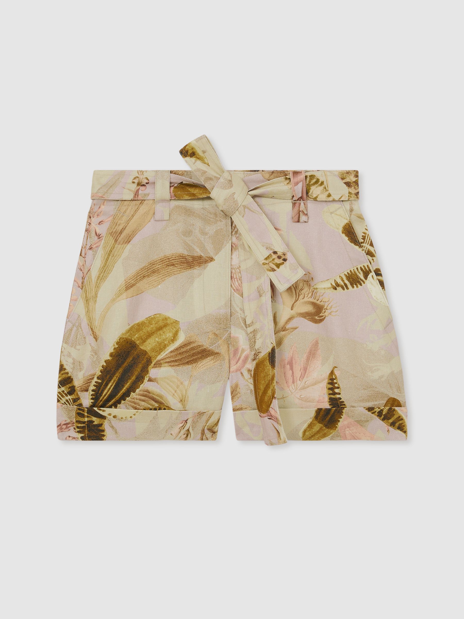 Reiss | NYBG Linen Floral-Print Shorts in Light Khaki - Image 2 of 6