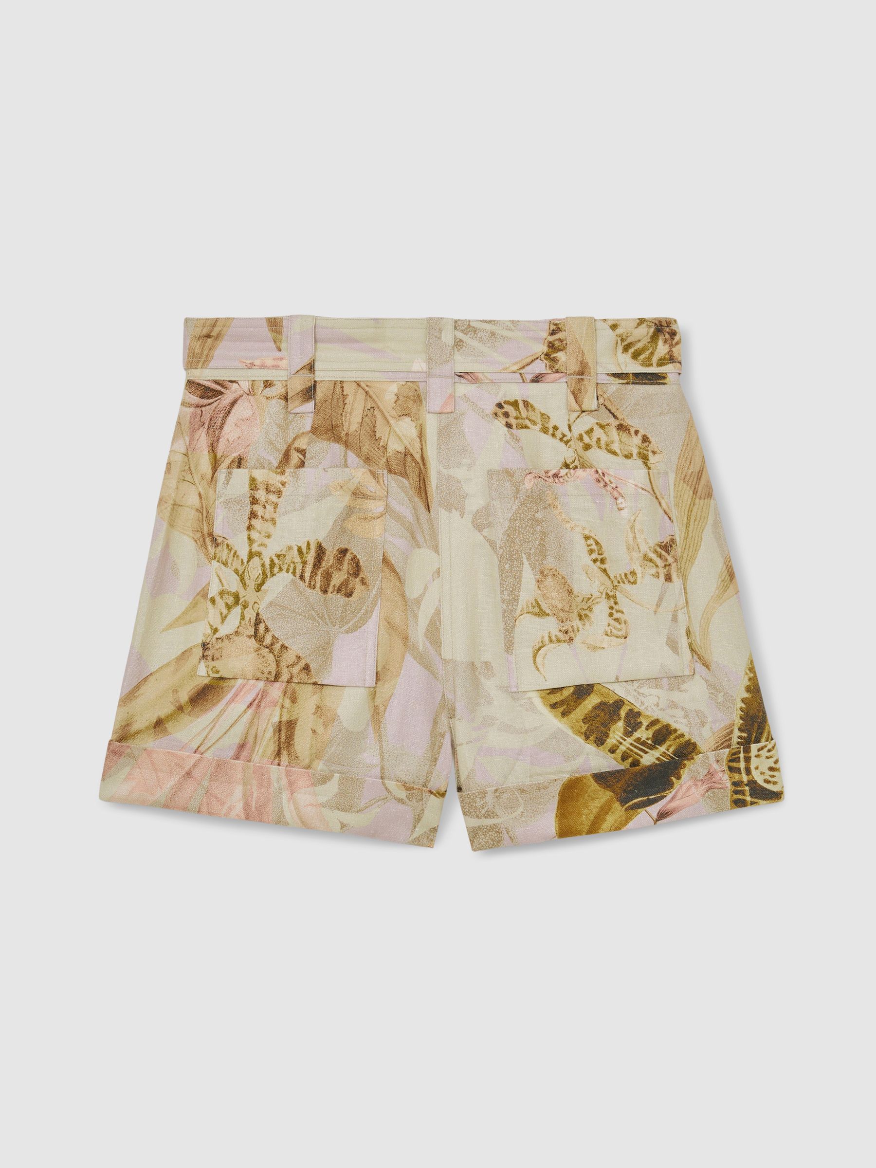 Reiss | NYBG Linen Floral-Print Shorts in Light Khaki - Image 5 of 6