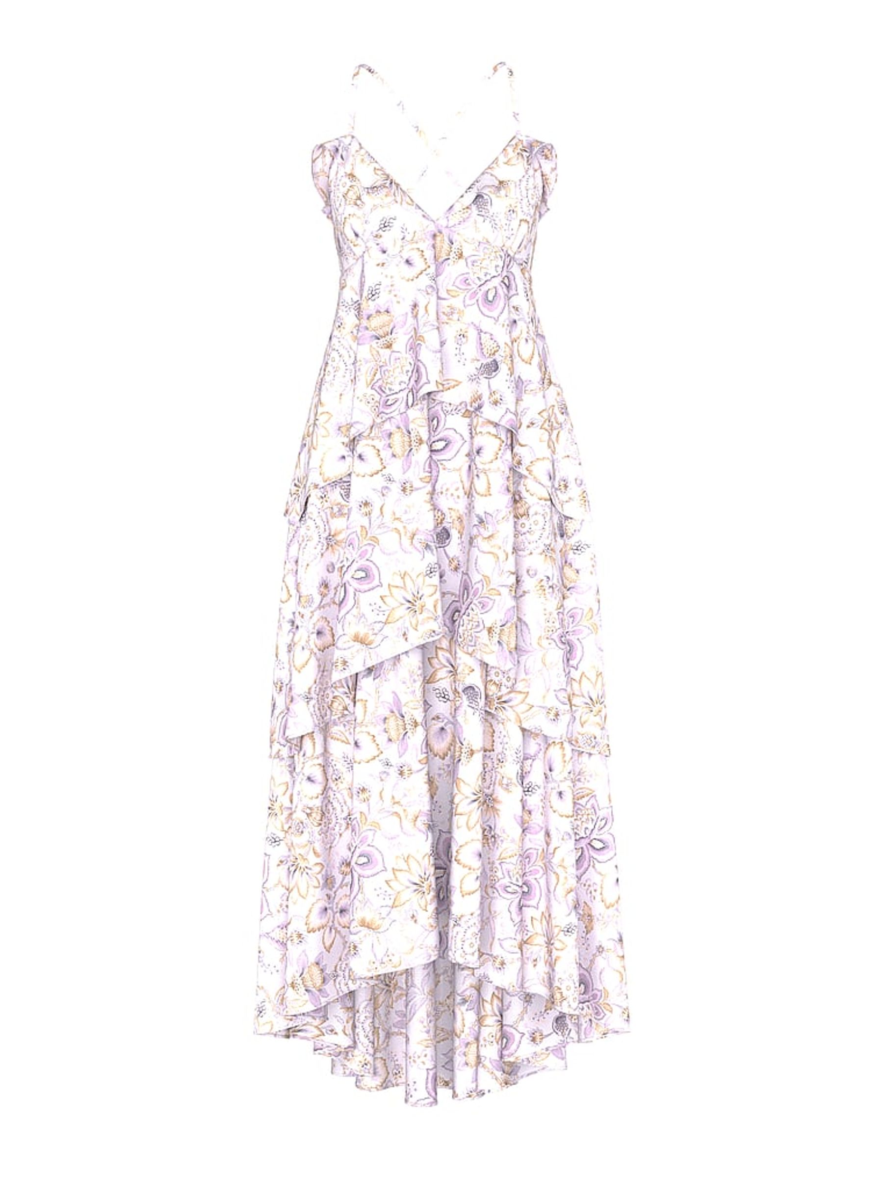 Delicate Violet Purple Blossom Chiffon Ruffled Maxi Dress - Image 3 of 3