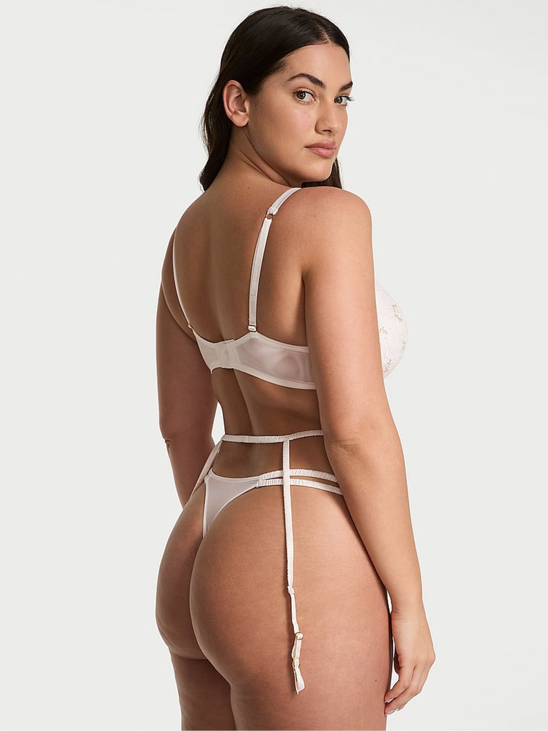 White Peony Embroidery Garter Belt - Image 2 of 3