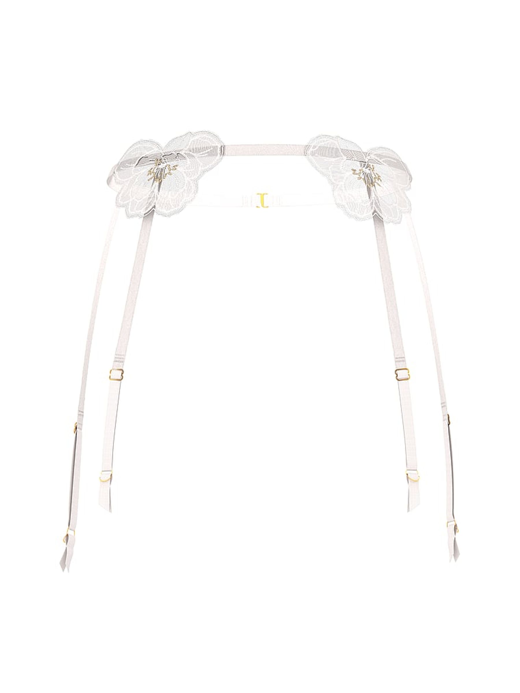 White Peony Embroidery Garter Belt - Image 3 of 3