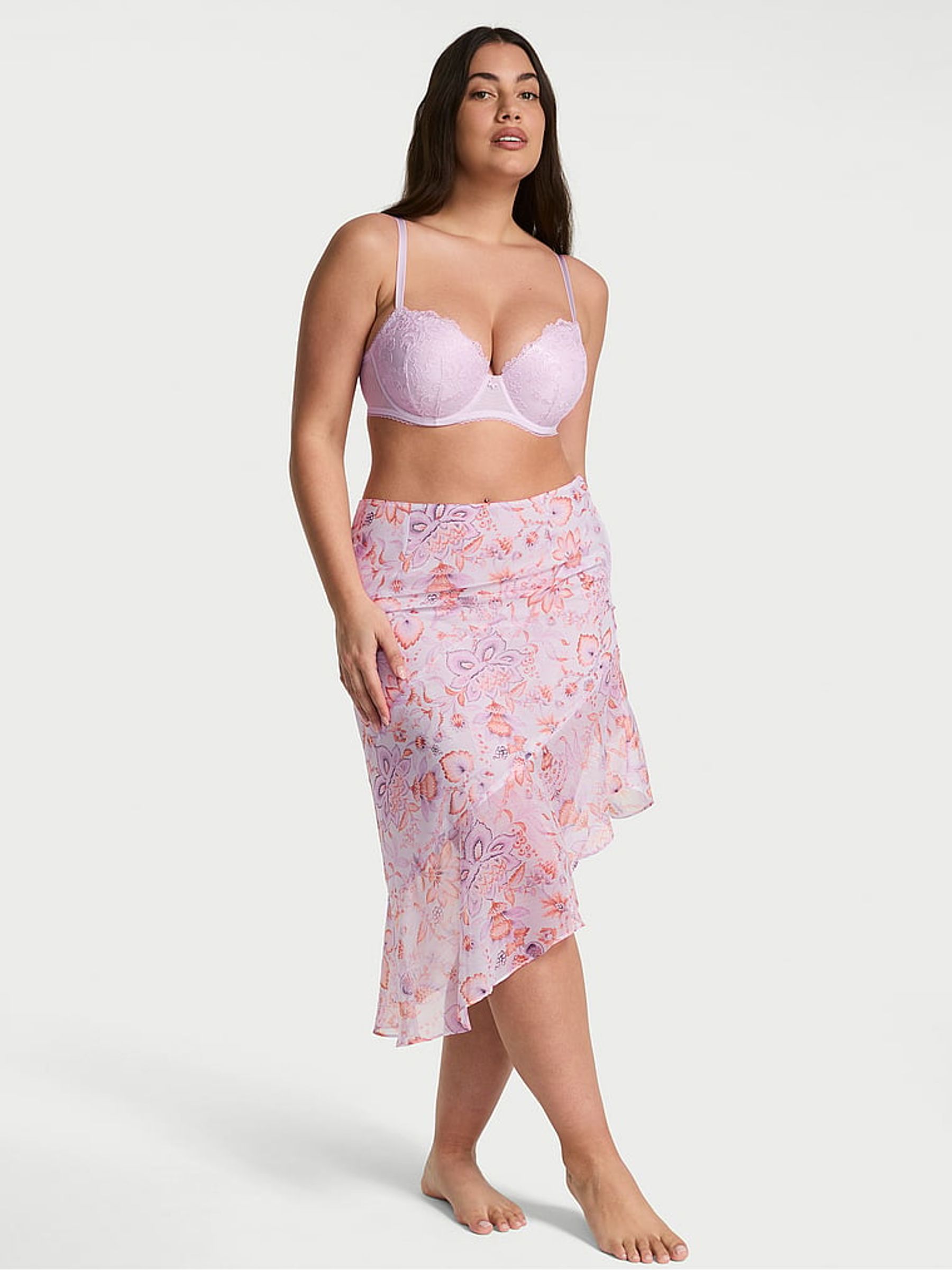 Delicate Violet Purple Blossom Chiffon Handkerchief Skirt - Image 1 of 3