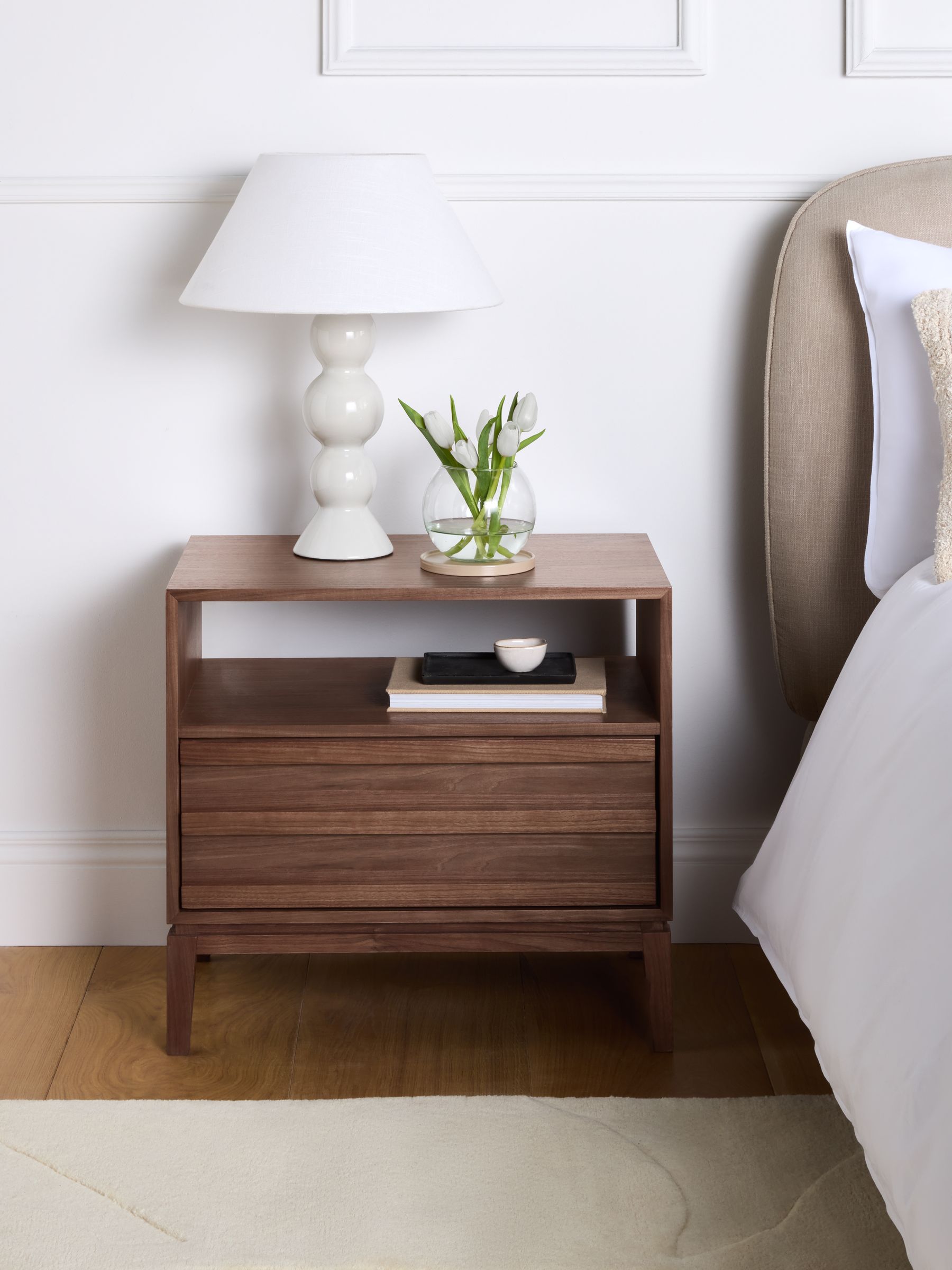 Jasper Conran London Walnut 1 Drawer Belgrave 1 Drawer Wide Bedside Table - Image 2 of 9 Jasper Conran London Walnut 1 Drawer Belgrave 1 Drawer Wide Bedside Table - Image 2 of 9
