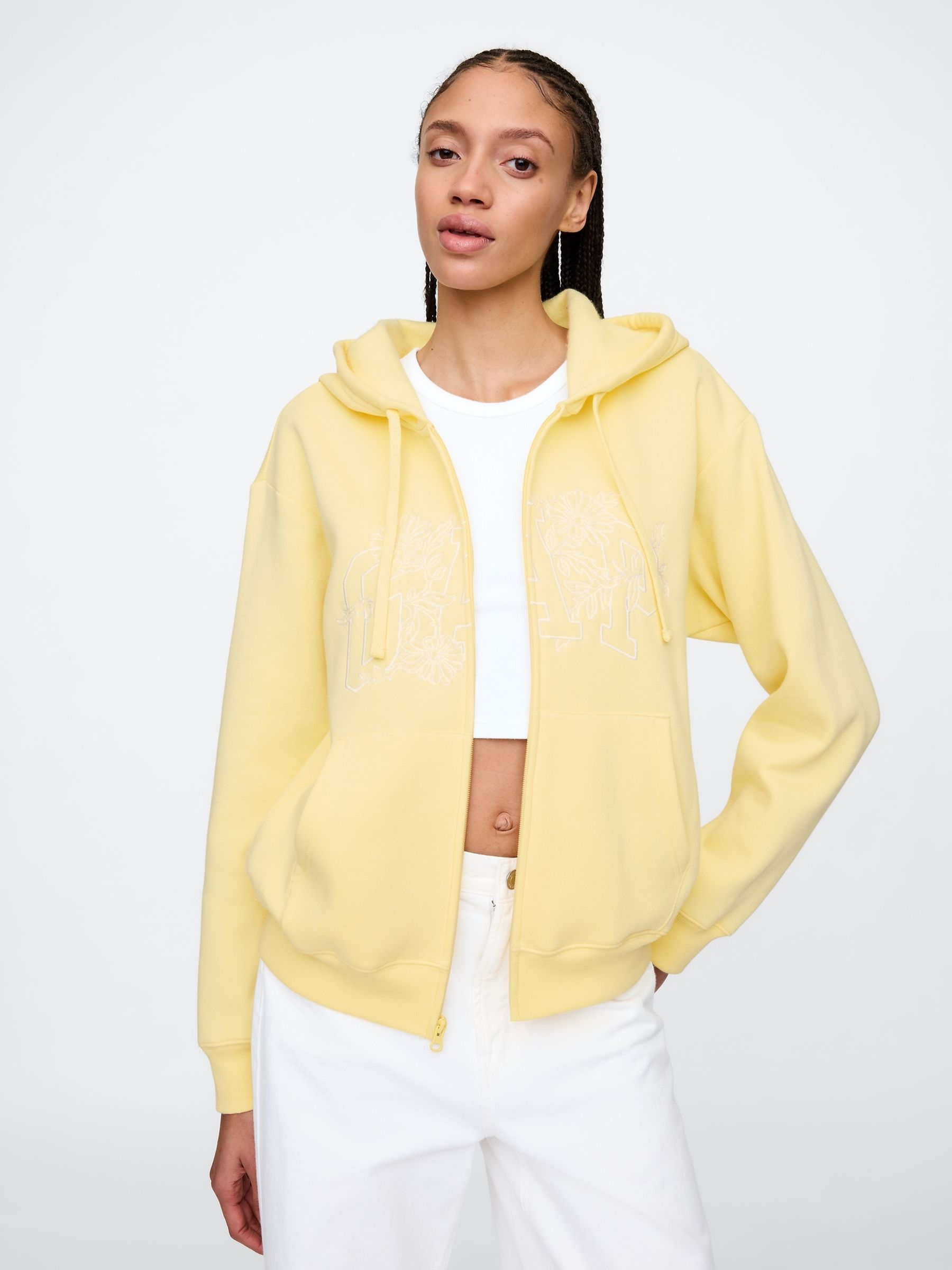 Yellow Vintage Logo Zip Up Hoodie Gap
