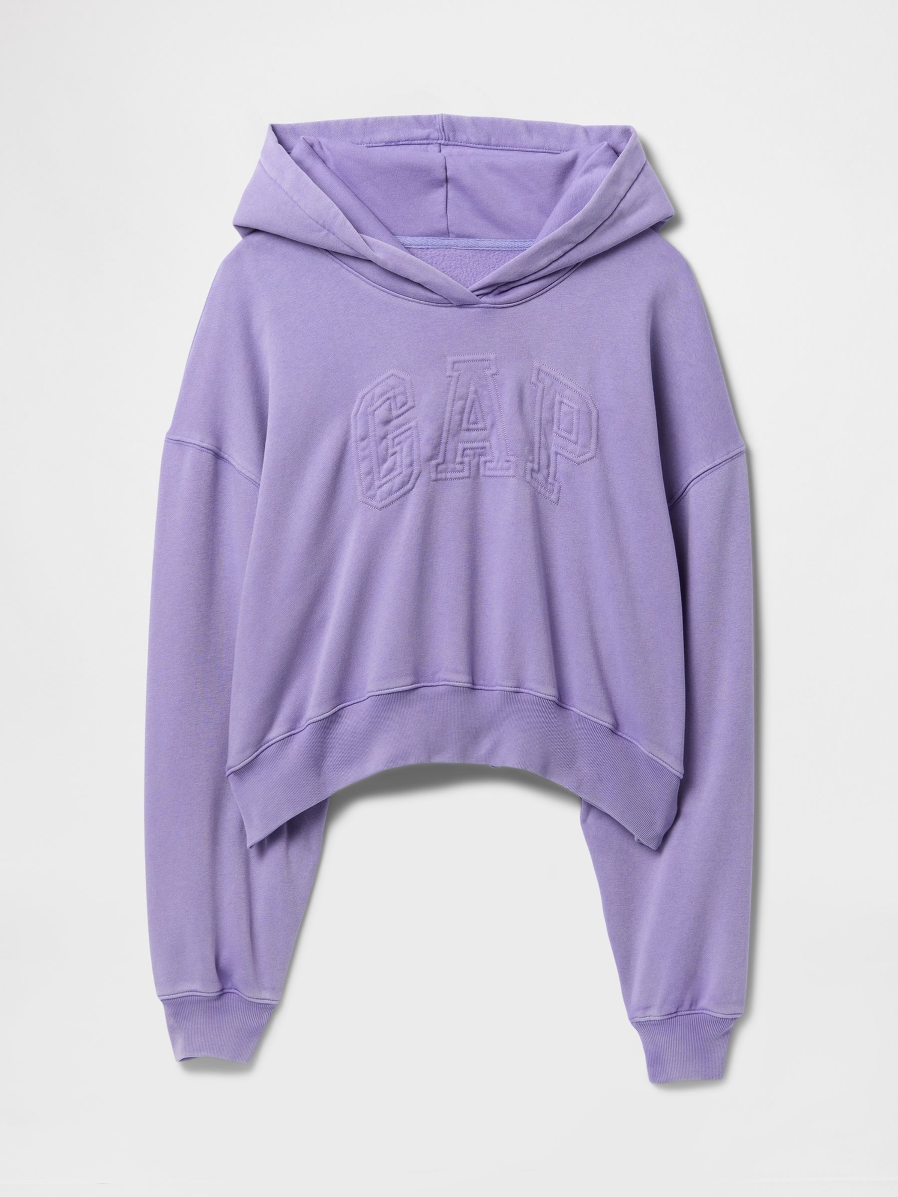 Purple Vintage Soft Fleece-Lined Cropped Logo Hoodie - Image 4 of 4