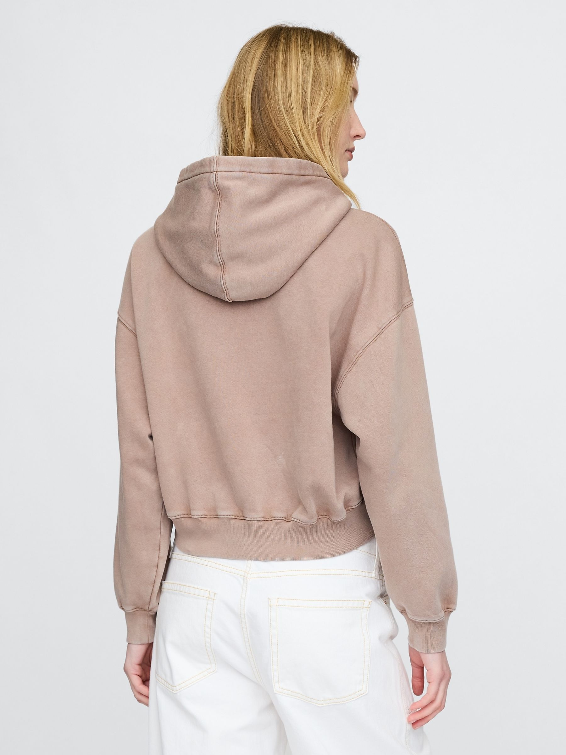 Brown Vintage Soft Cropped Logo Hoodie - Image 2 of 3