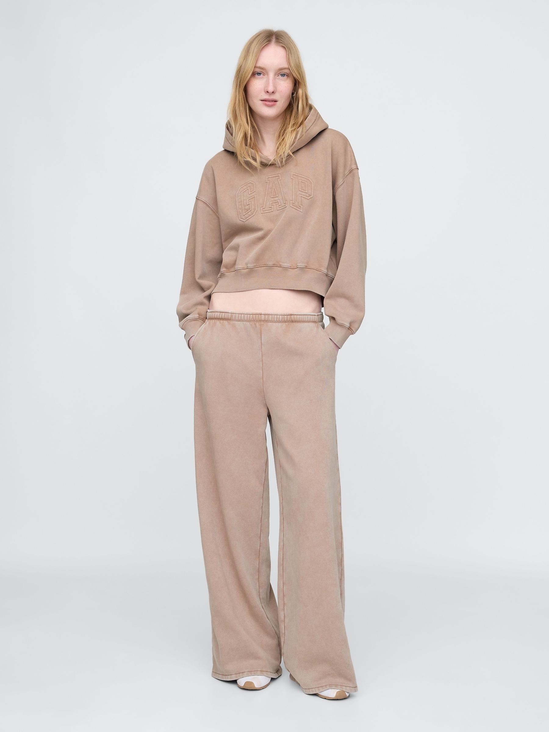 Brown Vintage Soft Cropped Logo Hoodie - Image 3 of 3