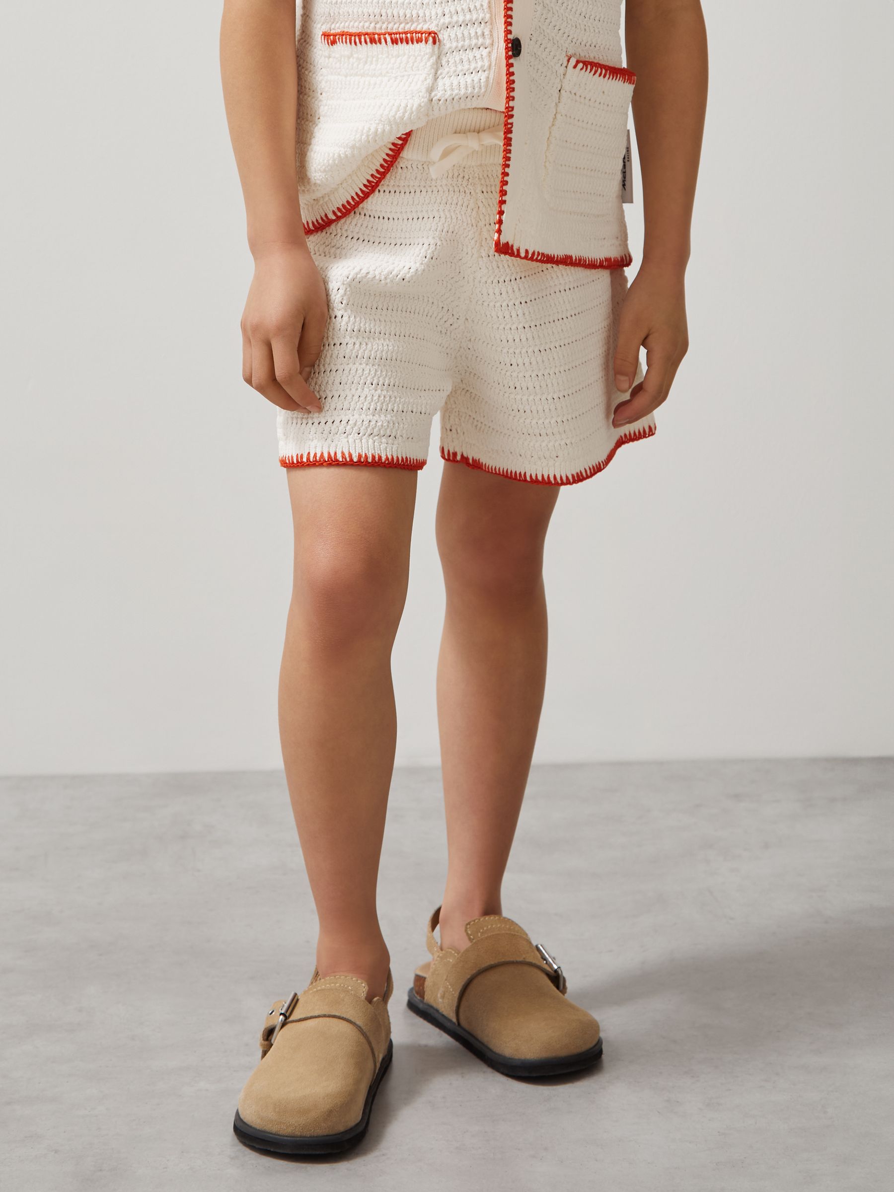 McLaren F1 Team Crochet Shorts in Off White/Orange - Image 1 of 5
