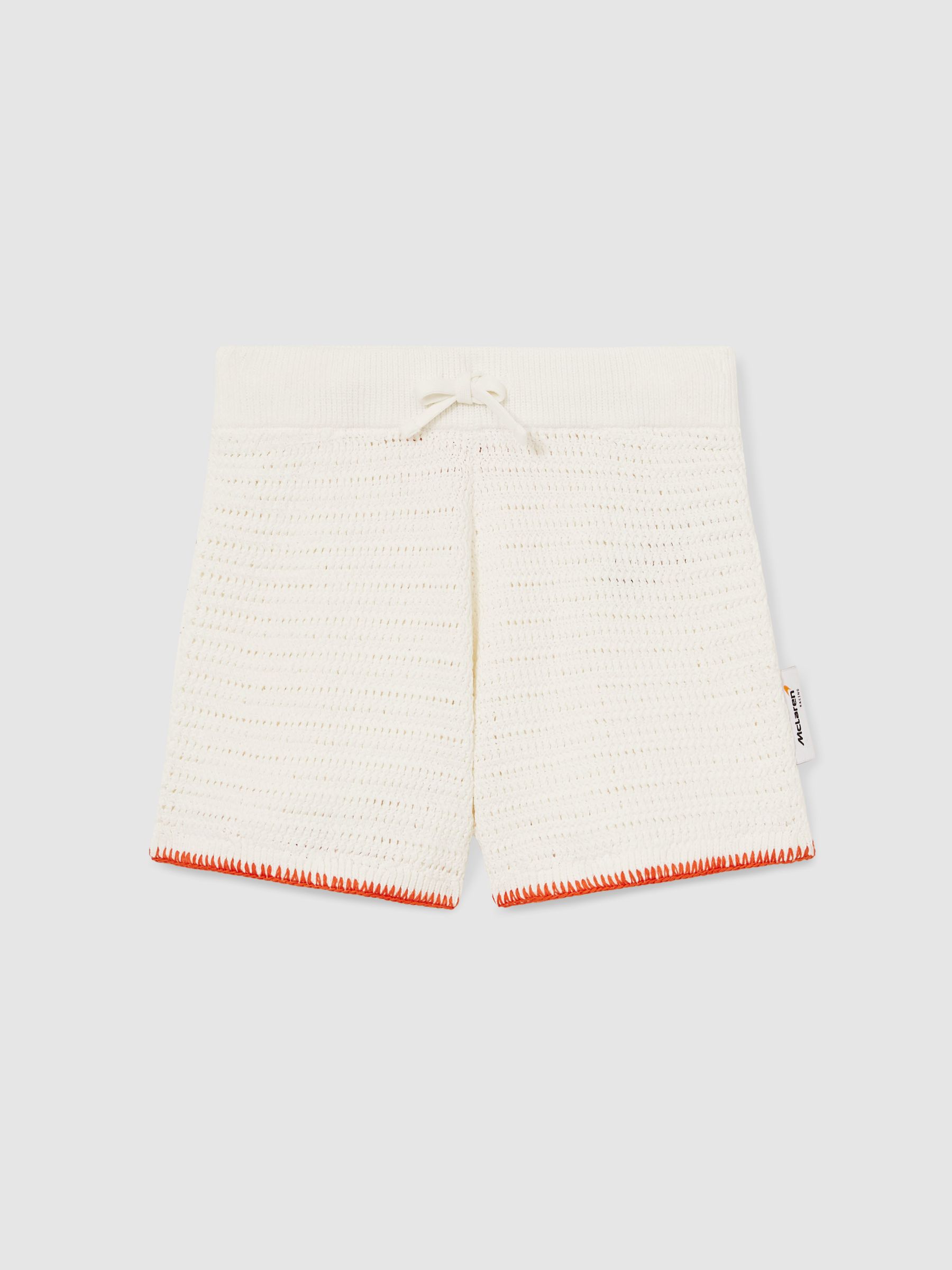 McLaren F1 Team Crochet Shorts in Off White/Orange - Image 2 of 5