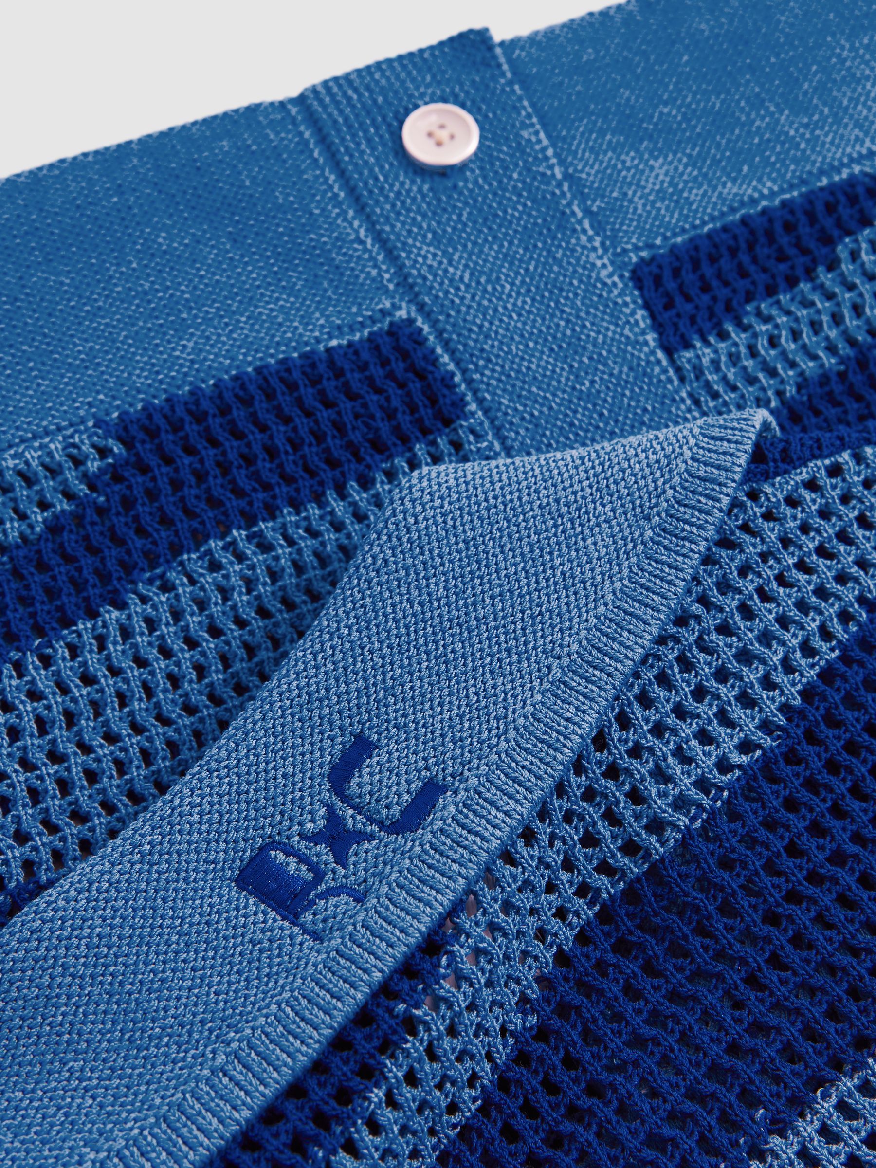 Reiss | Ché Wave Crochet Shirt in Blue - Image 8 of 8