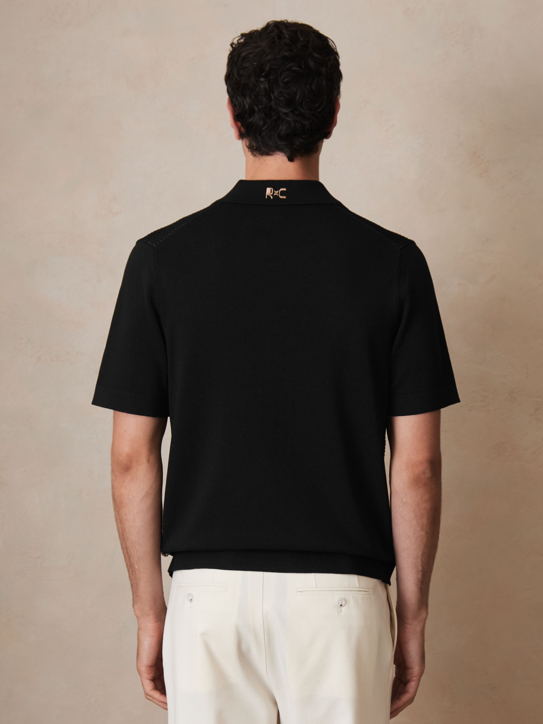 Reiss | Ché Beaded Crochet Shirt in Black - Image 6 of 8