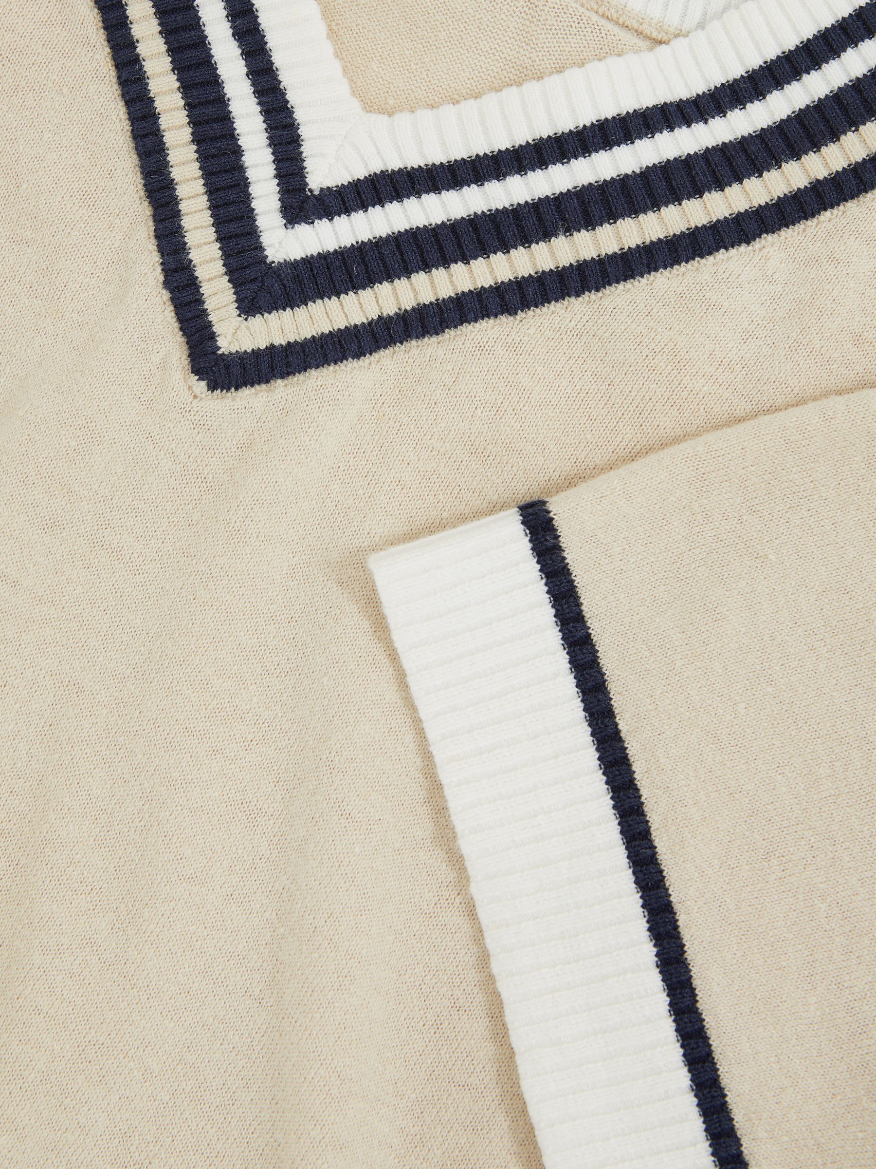 9-13 yrs Cotton-Linen Knit V-Neck Cricket Top in Neutral - Image 4 of 4