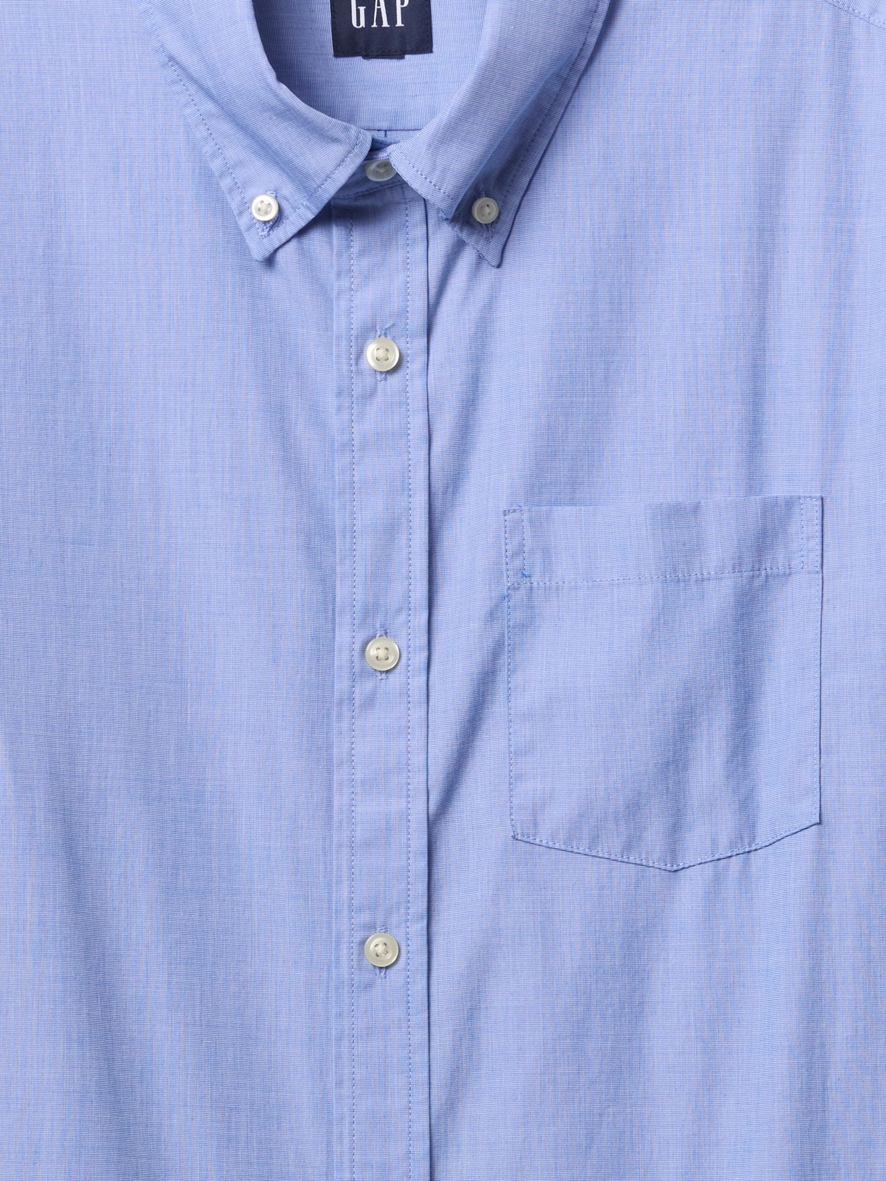 Blue Organic Cotton Long Sleeve Poplin Classic Shirt - Image 5 of 5