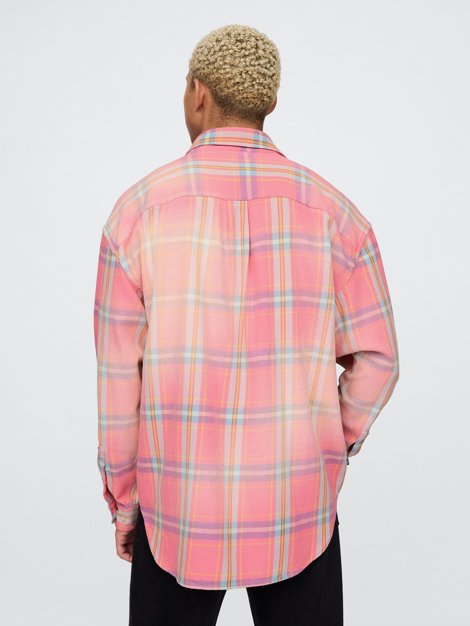 Pink Check Cotton Twill Oversized Shirt - Image 2 of 5