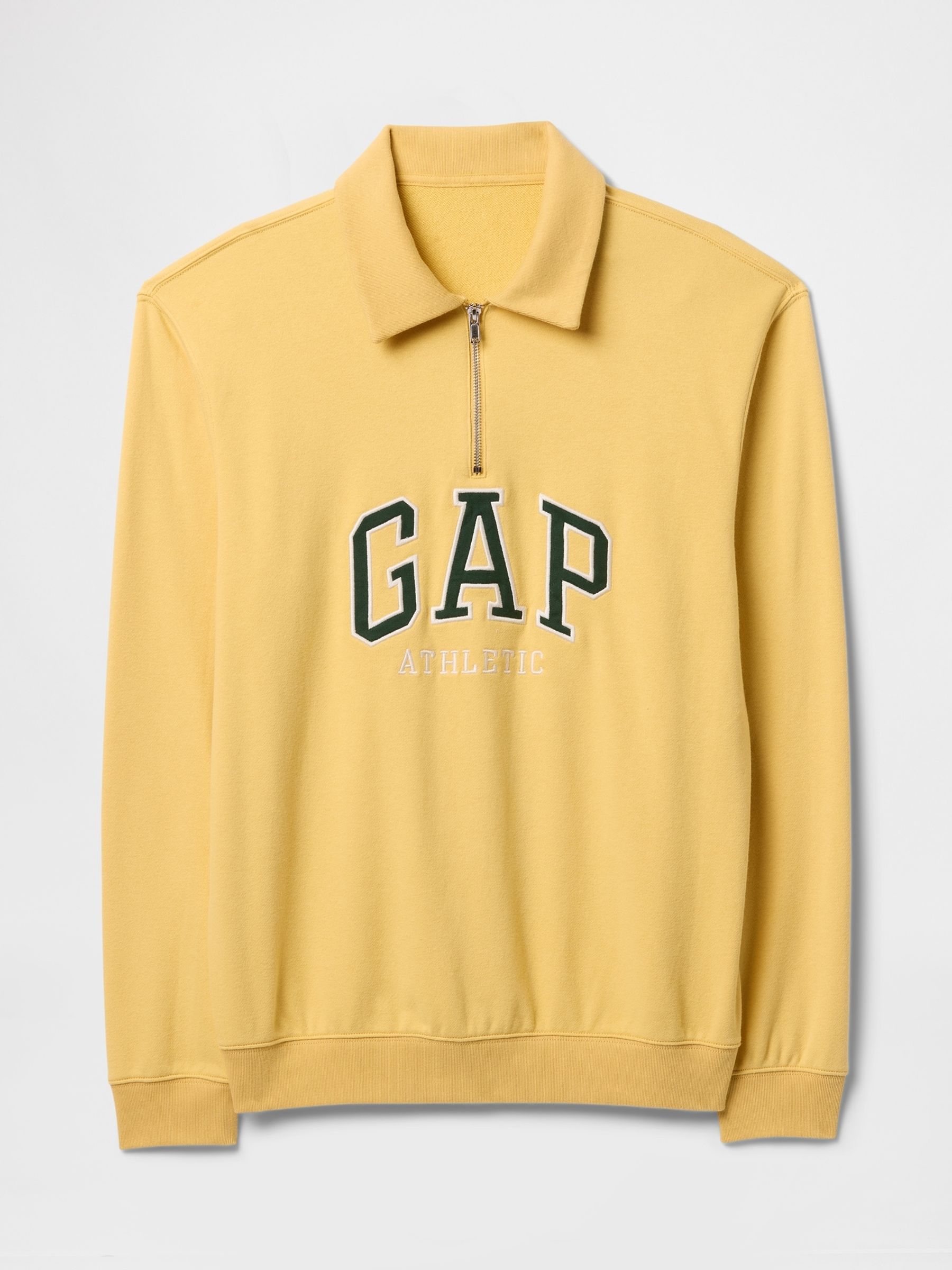 Yellow Vintage Soft Athletic Logo Quarter Zip Polo Sweatshirt - Image 1 of 2