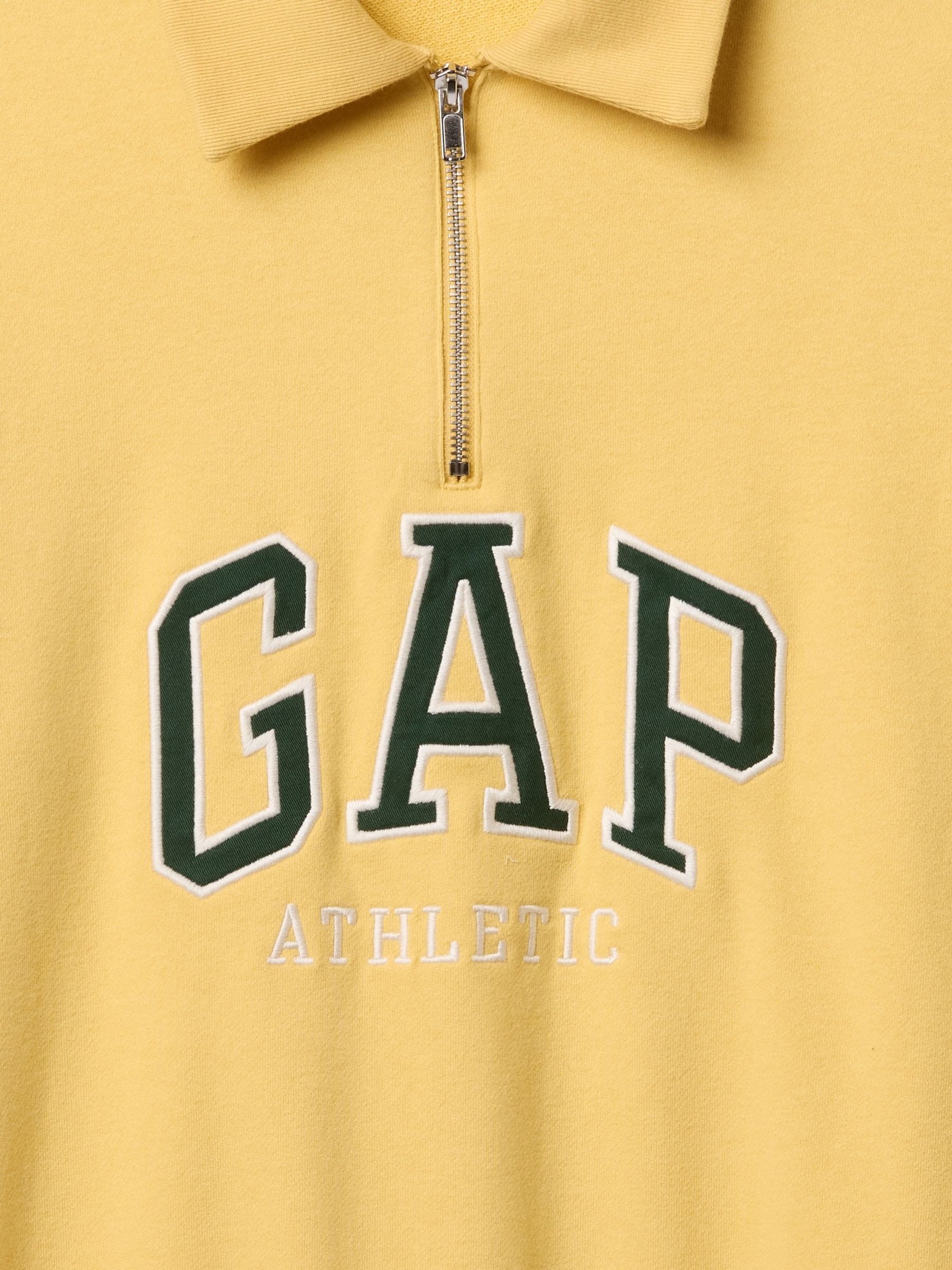 Yellow Vintage Soft Athletic Logo Quarter Zip Polo Sweatshirt - Image 2 of 2