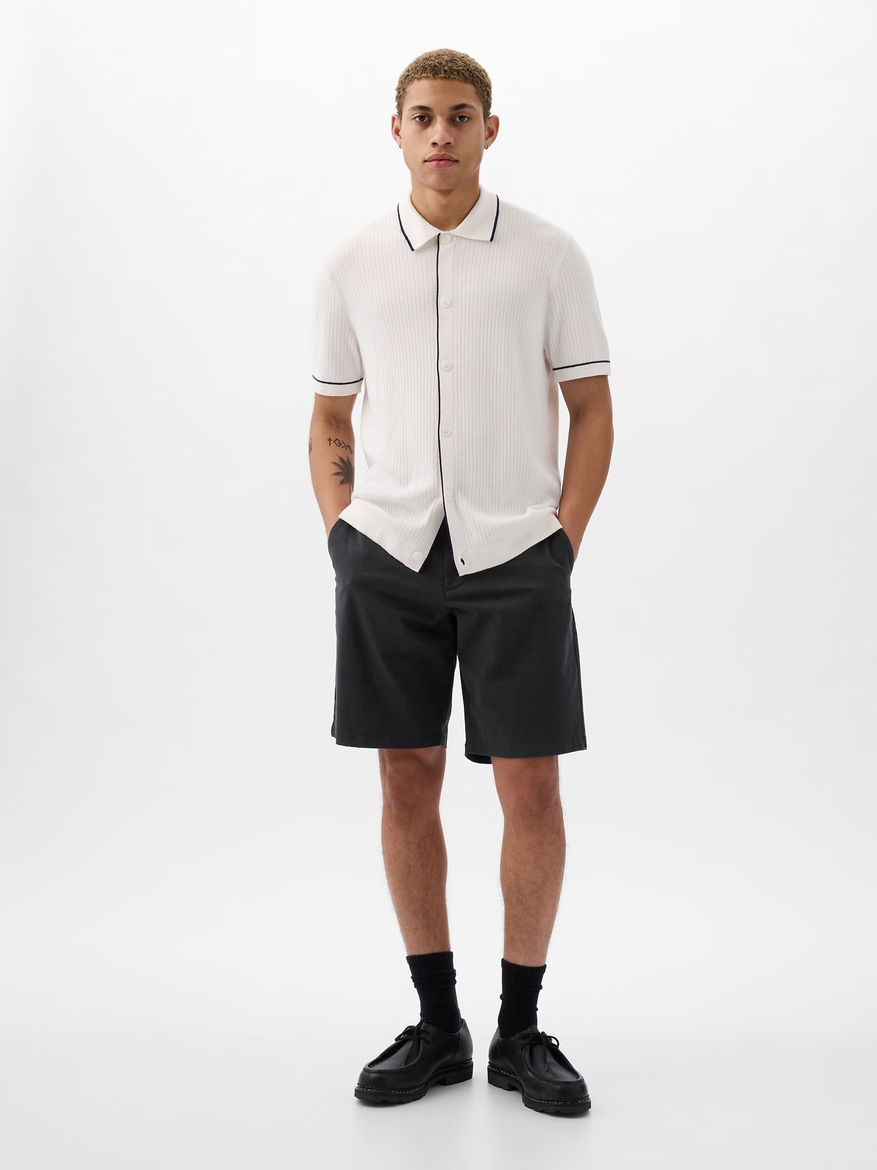 Black 10"" Cotton Blend Vintage Chino Shorts - Image 1 of 5