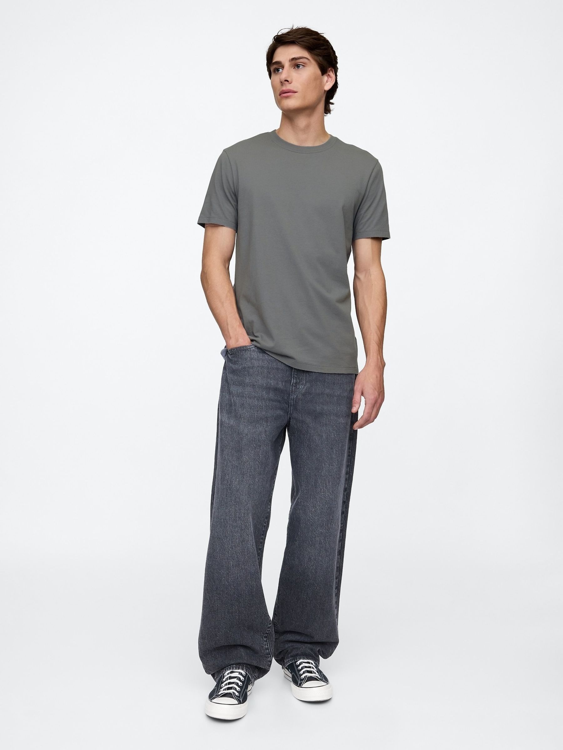 Dark Grey Everyday Soft Crew Neck T-Shirt - Image 3 of 5