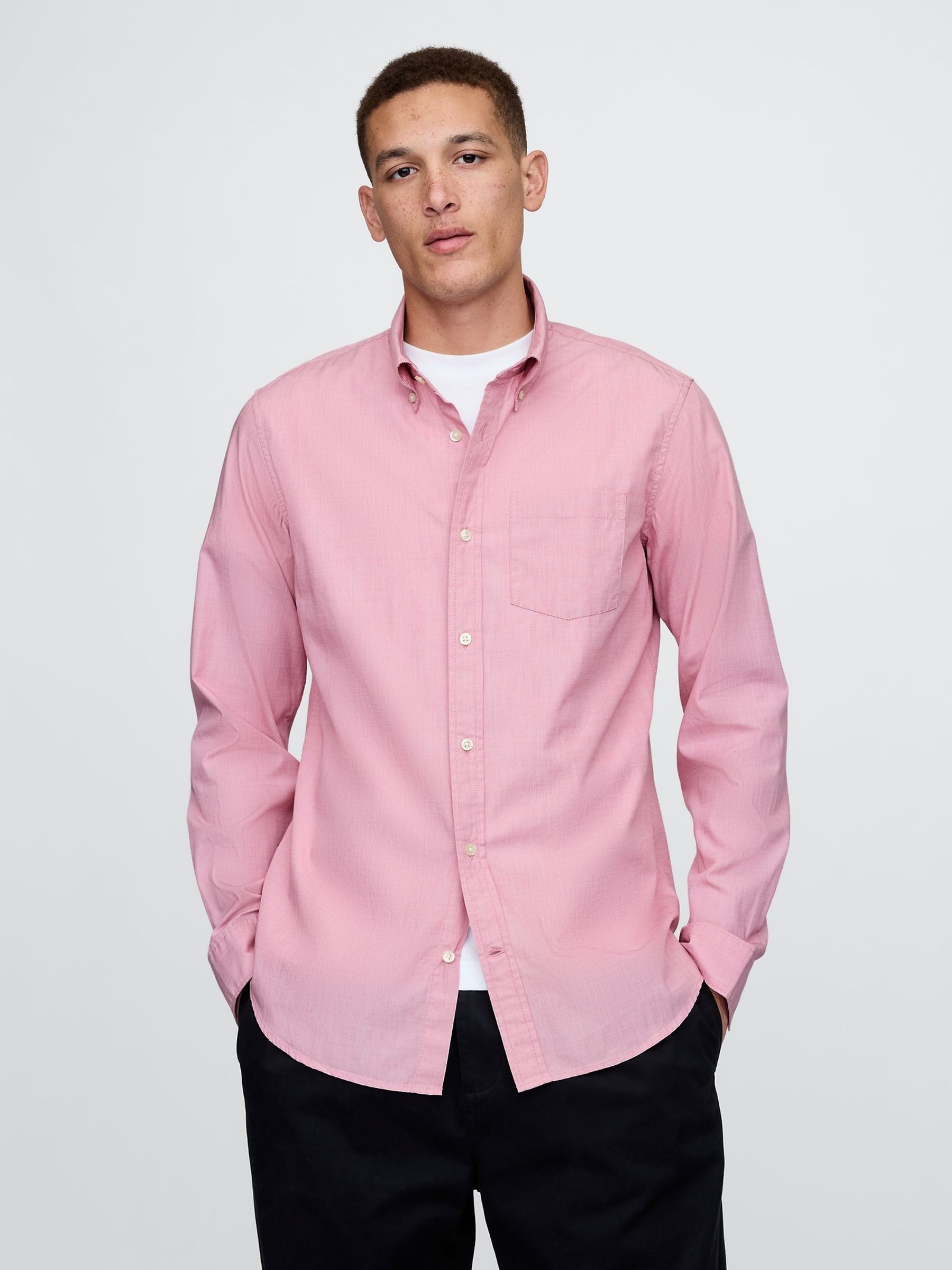 Pink Long Sleeve Poplin Classic Shirt - Image 1 of 5